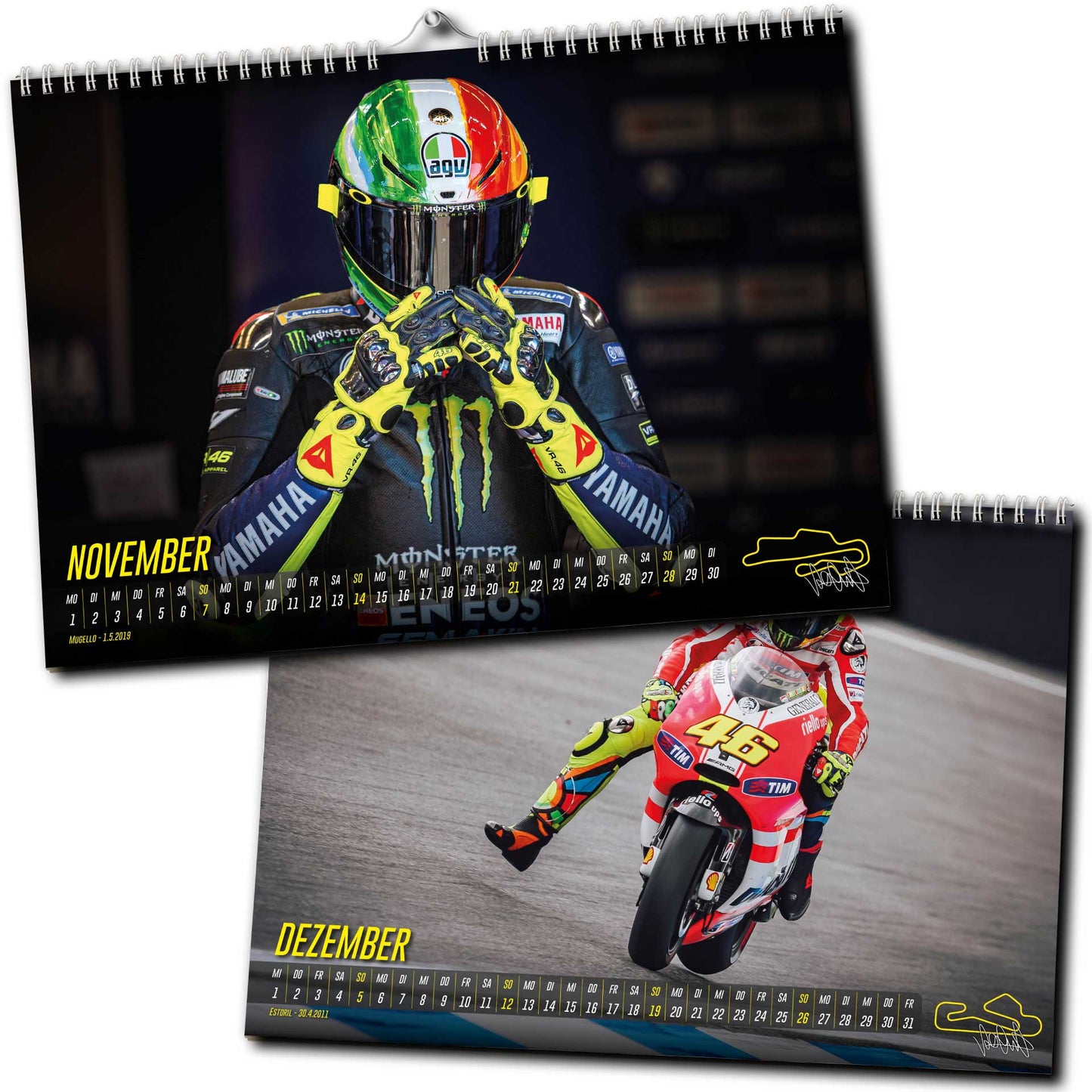 Valentino Rossi Kalender 2027 | DINA3 | Wandkalender Valentino Rossi | 42x30cm | MotoGP Kalender