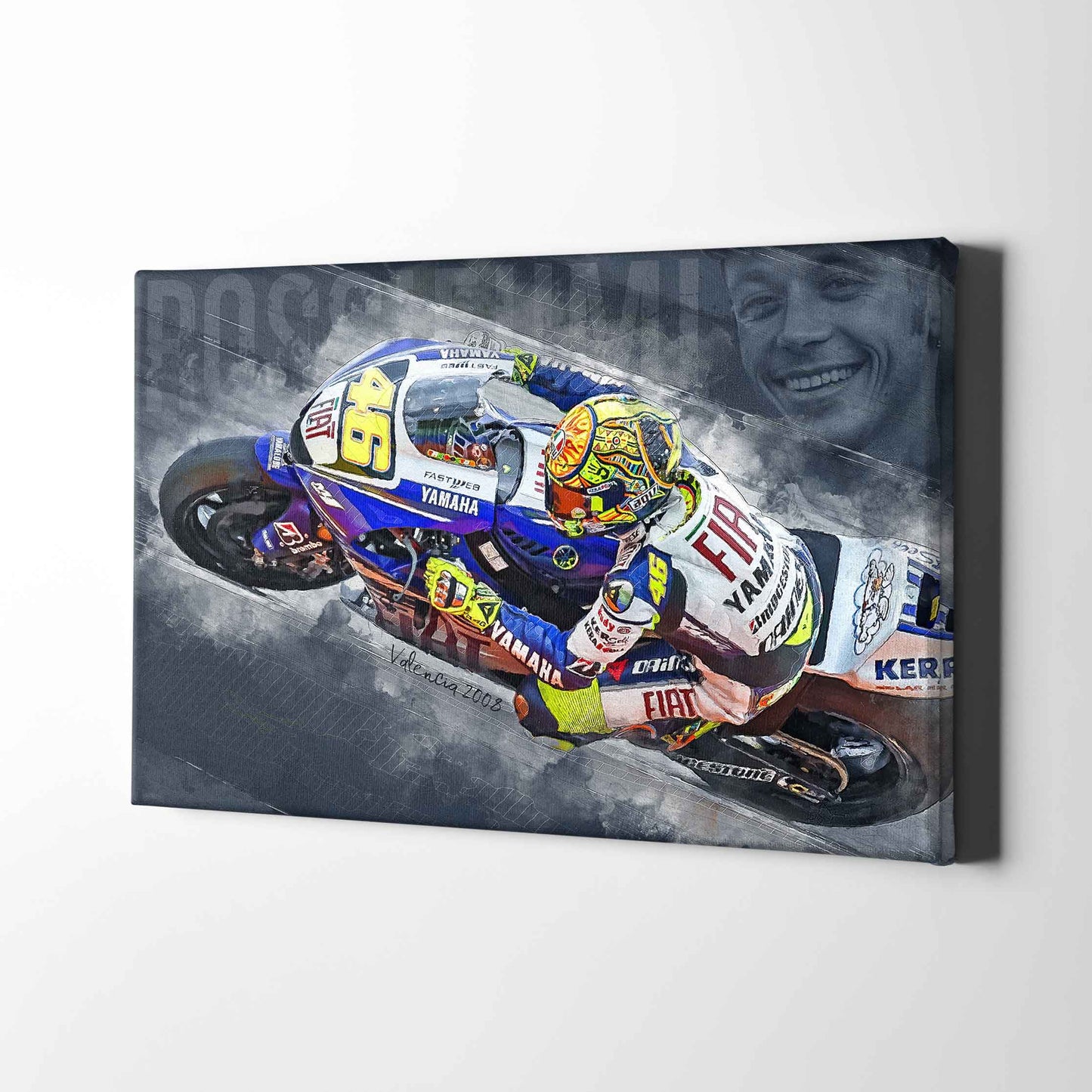Leinwand Kunstdruck - Valentino Rossi - "Rossifumi" - VR91