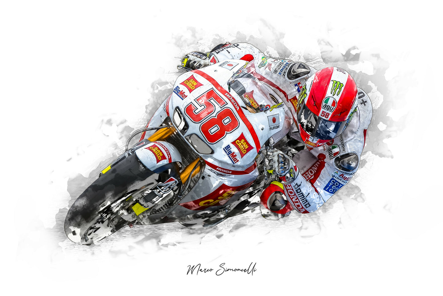 Marco Simoncelli - Kunstdruck gerahmt - 40 x 30 cm