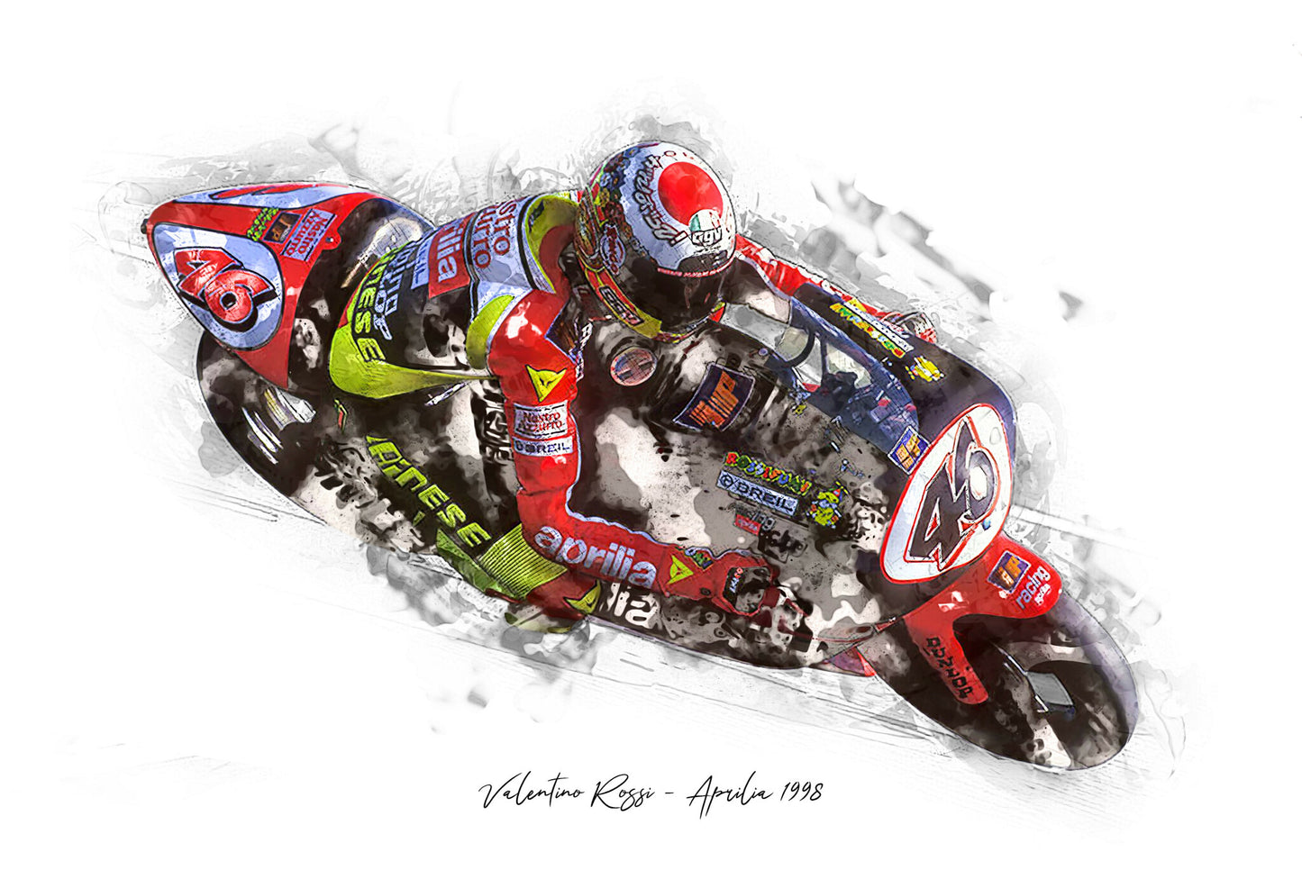 Valentino Rossi - Aprilia 1998 - Kunstdruck gerahmt - 40 x 30 cm