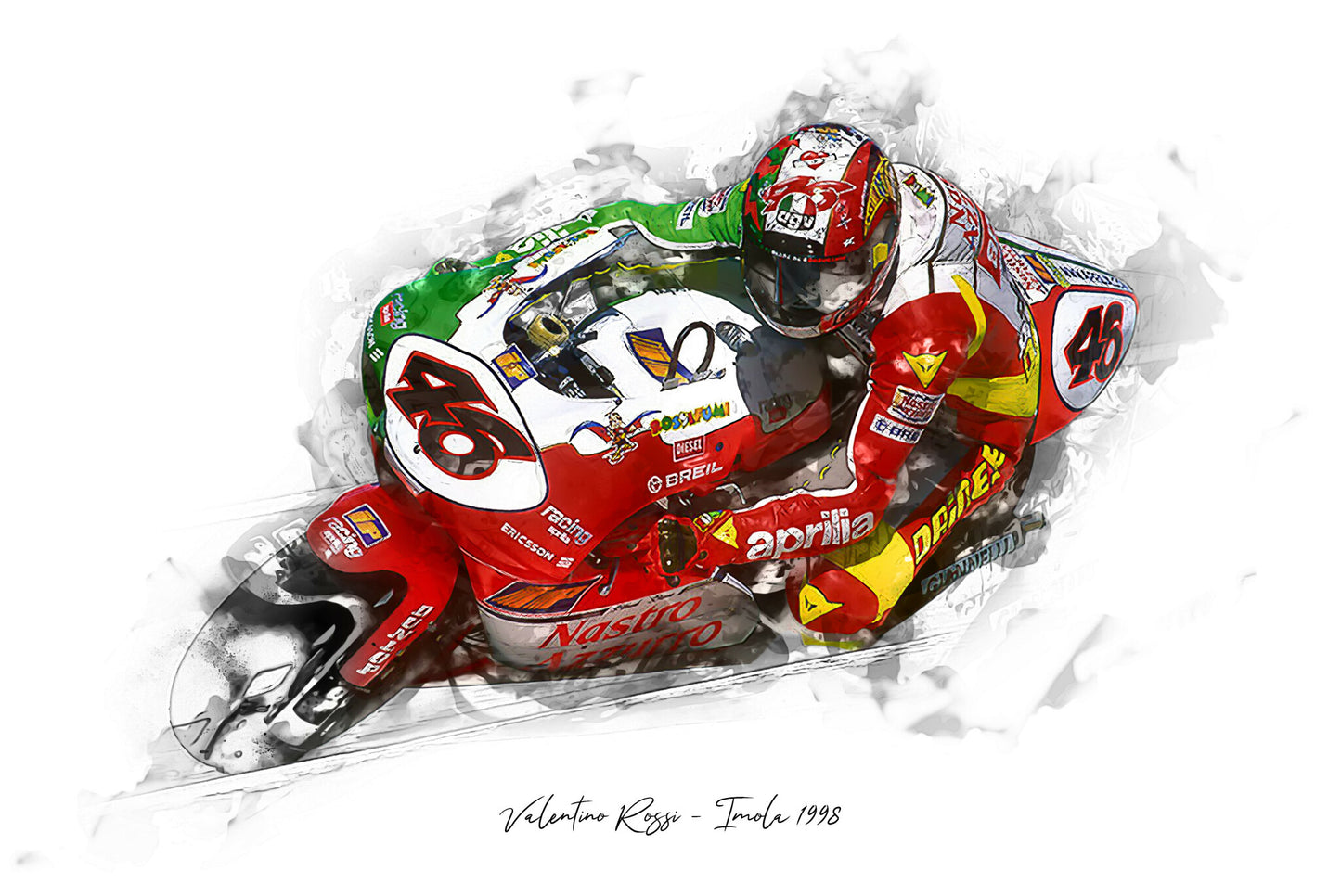 Valentino Rossi - Imola 1998 - Kunstdruck gerahmt - 40 x 30 cm