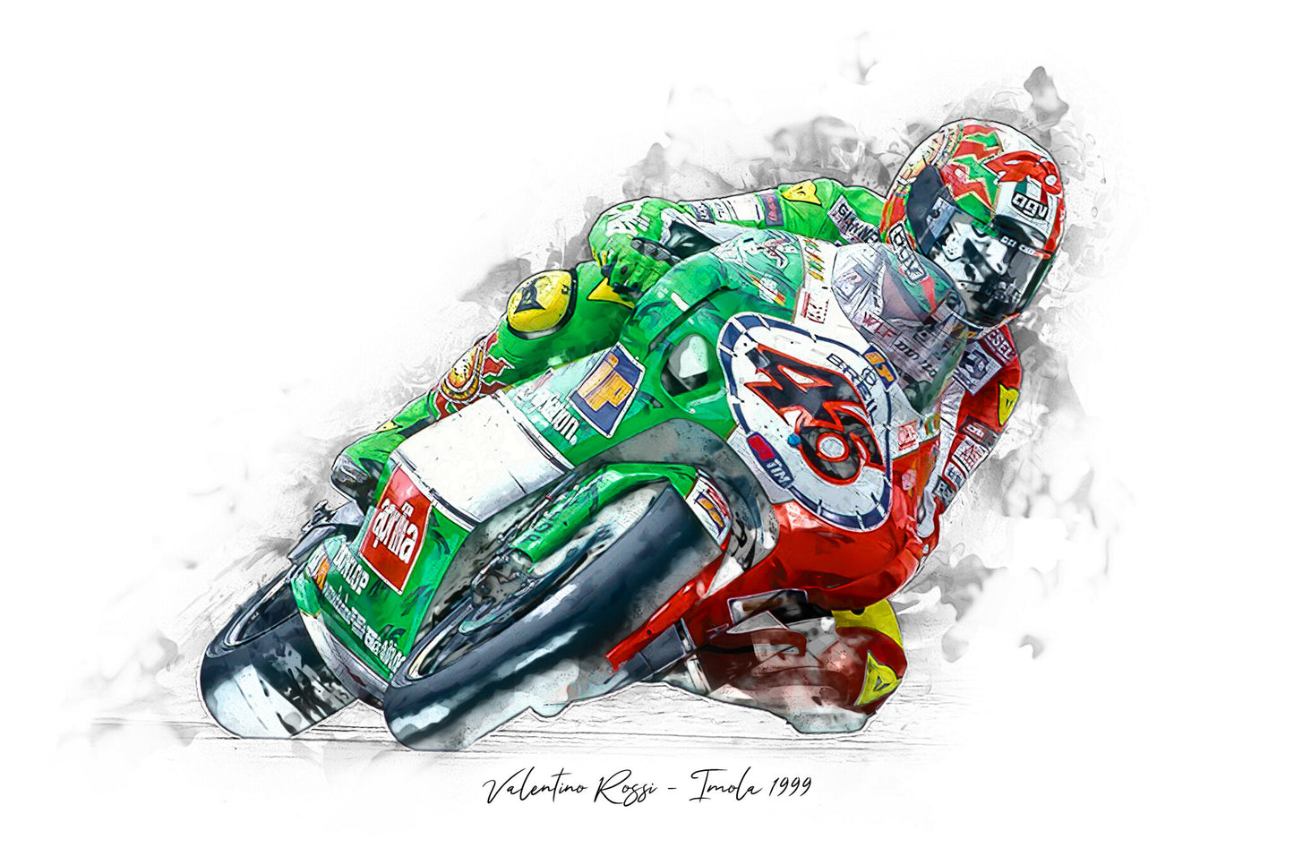 Valentino Rossi - Imola 1999 - Kunstdruck gerahmt - 40 x 30 cm