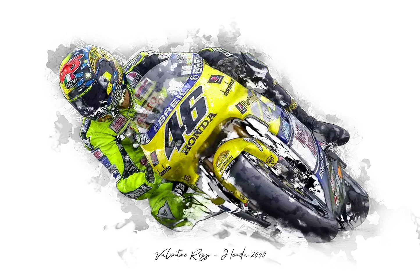 Valentino Rossi - Honda 2000 - Kunstdruck gerahmt - 40 x 30 cm