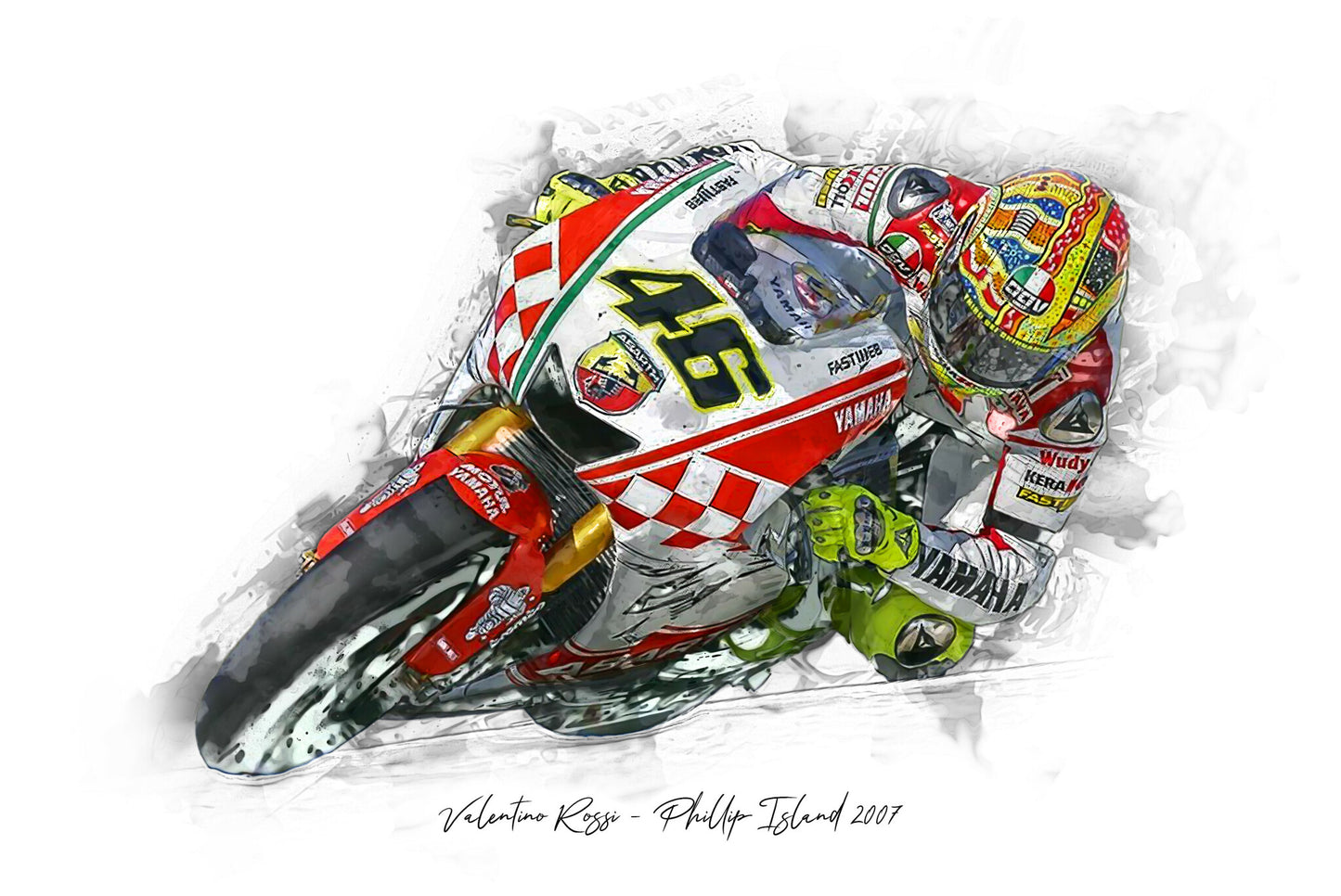 Valentino Rossi - Phillip Island 2007 - Kunstdruck gerahmt - 40 x 30 cm