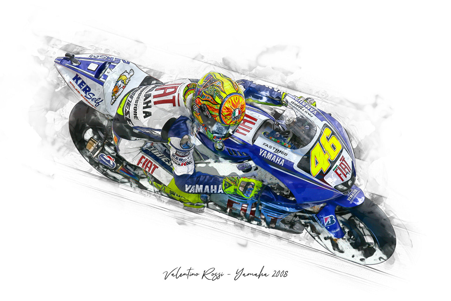 Valentino Rossi - Yamaha 2008 - Kunstdruck gerahmt - 40 x 30 cm