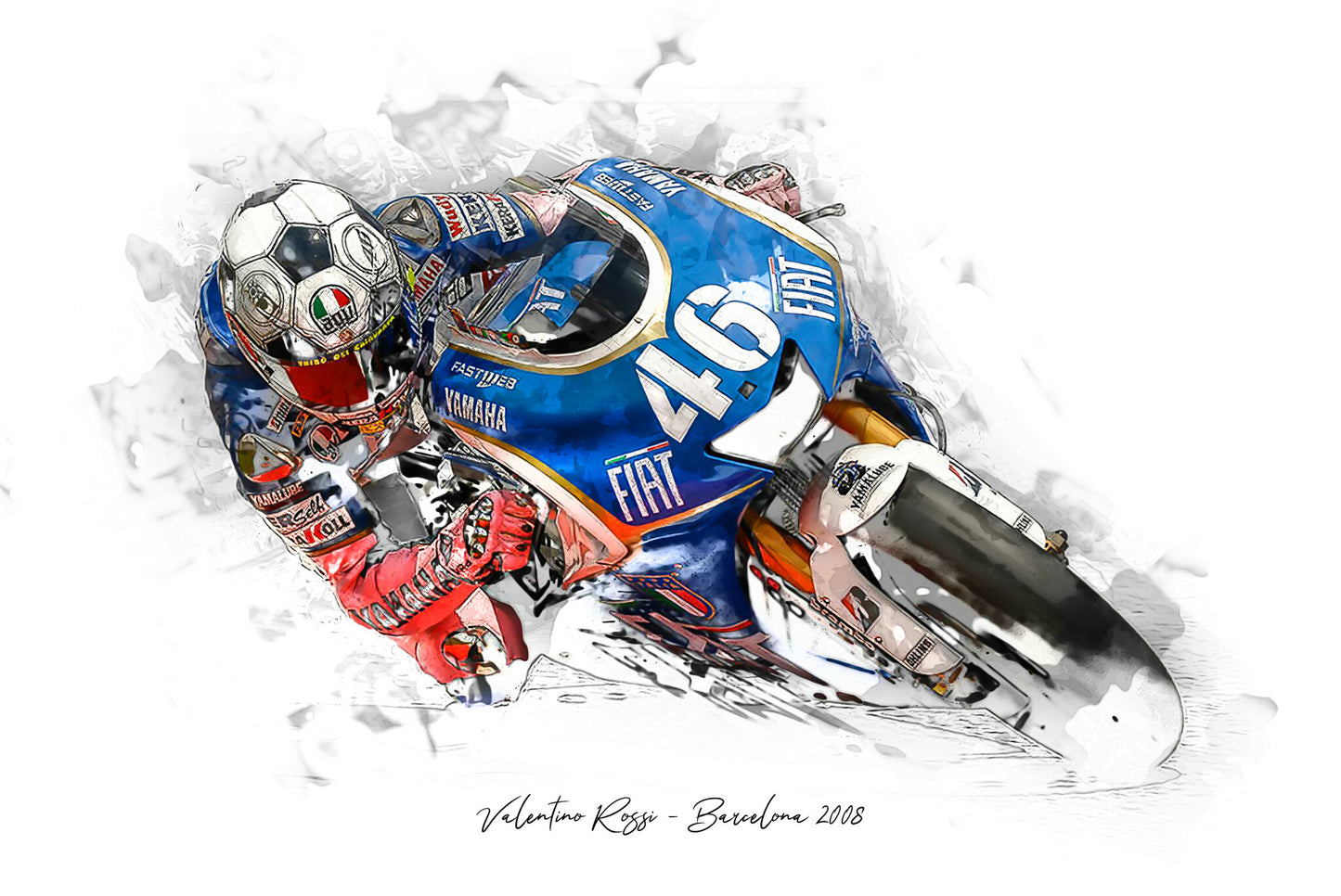 Valentino Rossi - Barcelona 2008 - Kunstdruck gerahmt - 40 x 30 cm