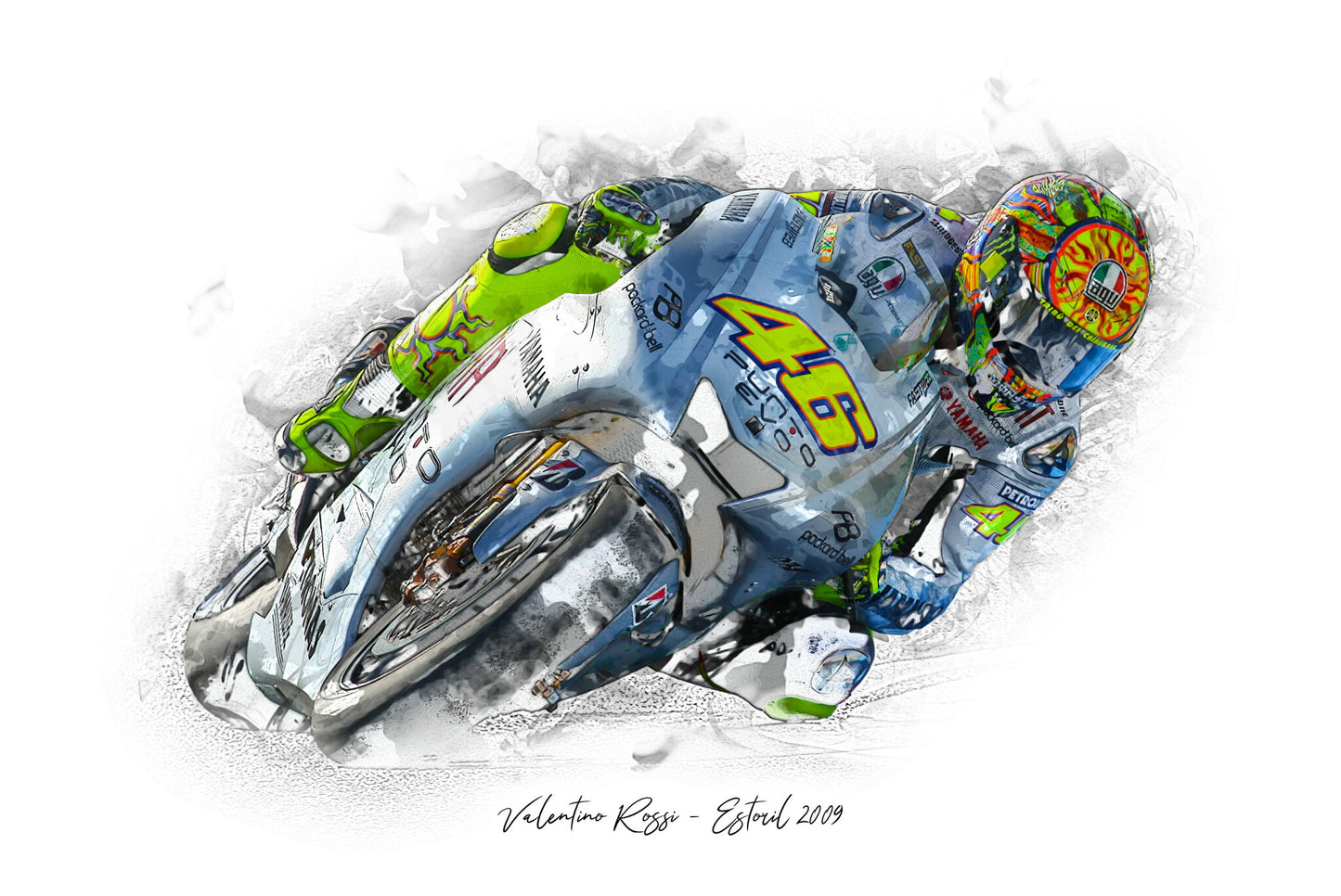 Valentino Rossi - Estoril 2009 - Kunstdruck gerahmt - 40 x 30 cm