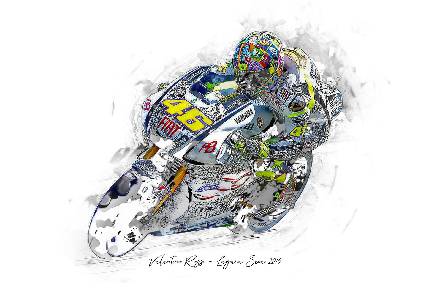Valentino Rossi - Laguna Seca 2010 - Kunstdruck gerahmt - 40 x 30 cm