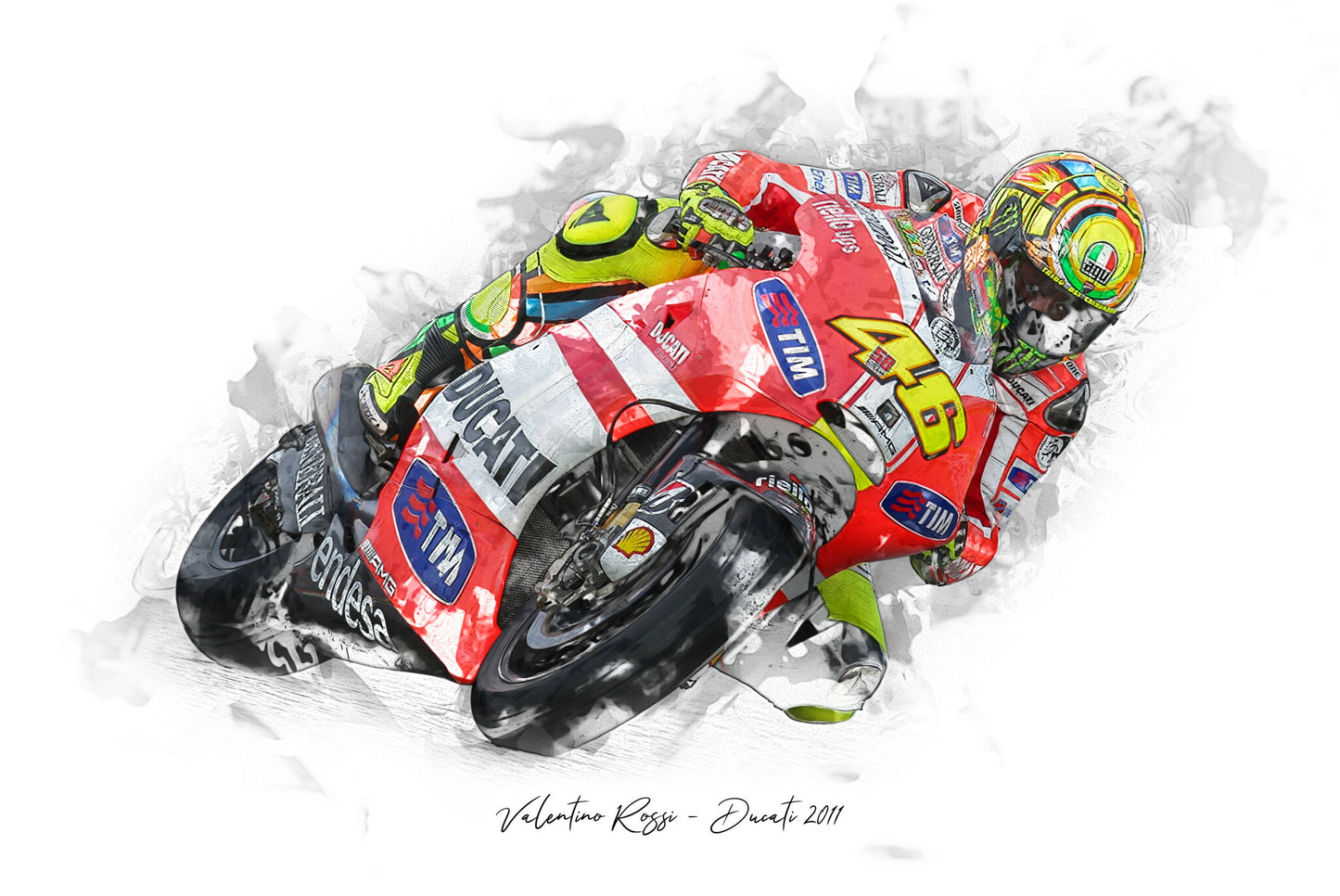 Valentino Rossi - Ducati 2011 - Kunstdruck gerahmt - 40 x 30 cm