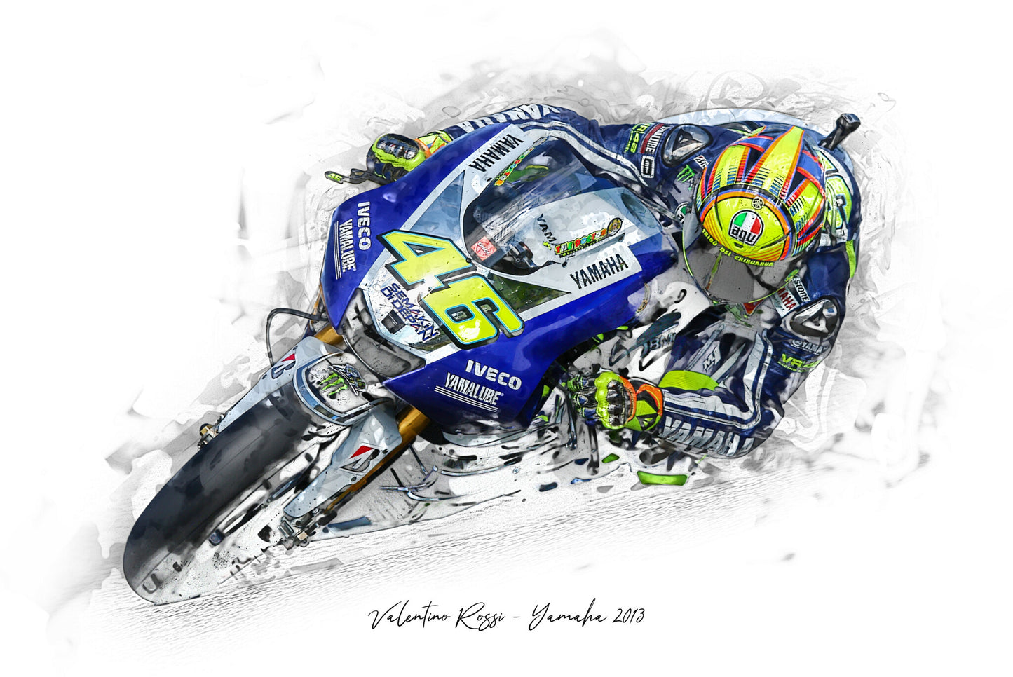 Valentino Rossi - Yamaha 2013 - Kunstdruck gerahmt - 40 x 30 cm