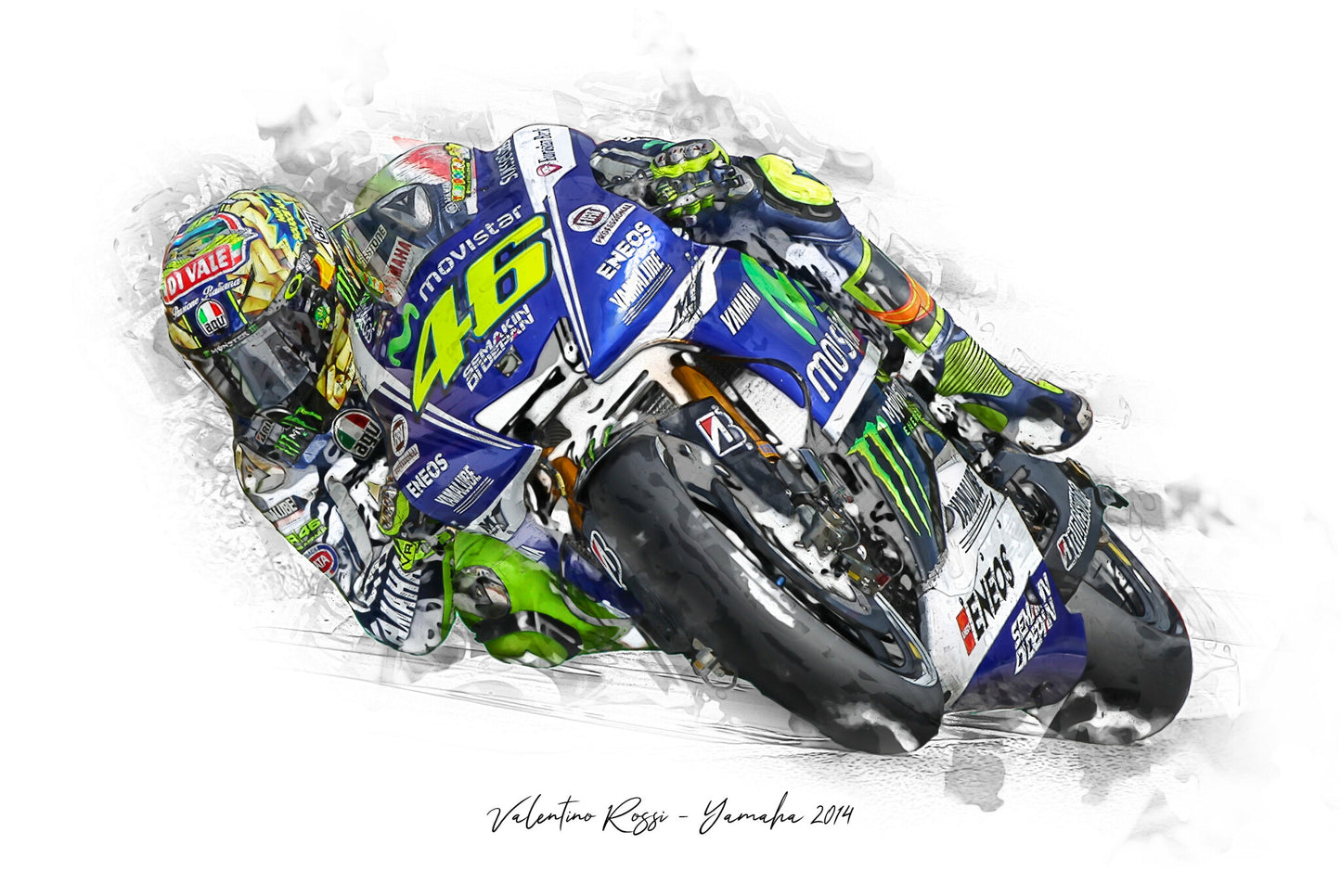 Valentino Rossi - Yamaha 2014 - Kunstdruck gerahmt - 40 x 30 cm