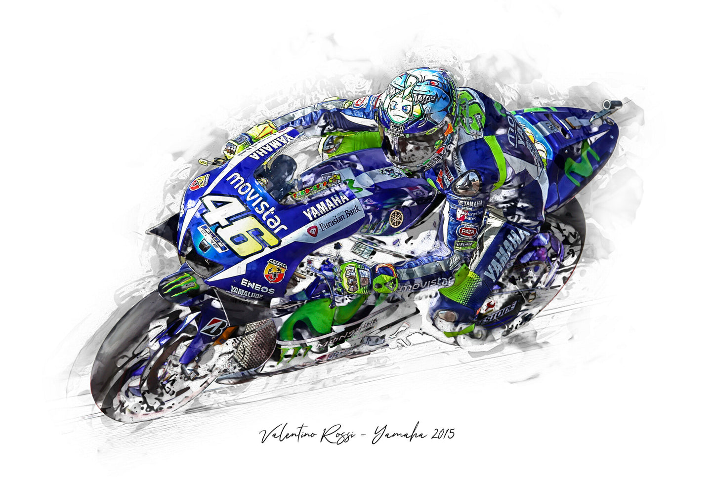 Valentino Rossi - Yamaha 2015 - Kunstdruck gerahmt - 40 x 30 cm