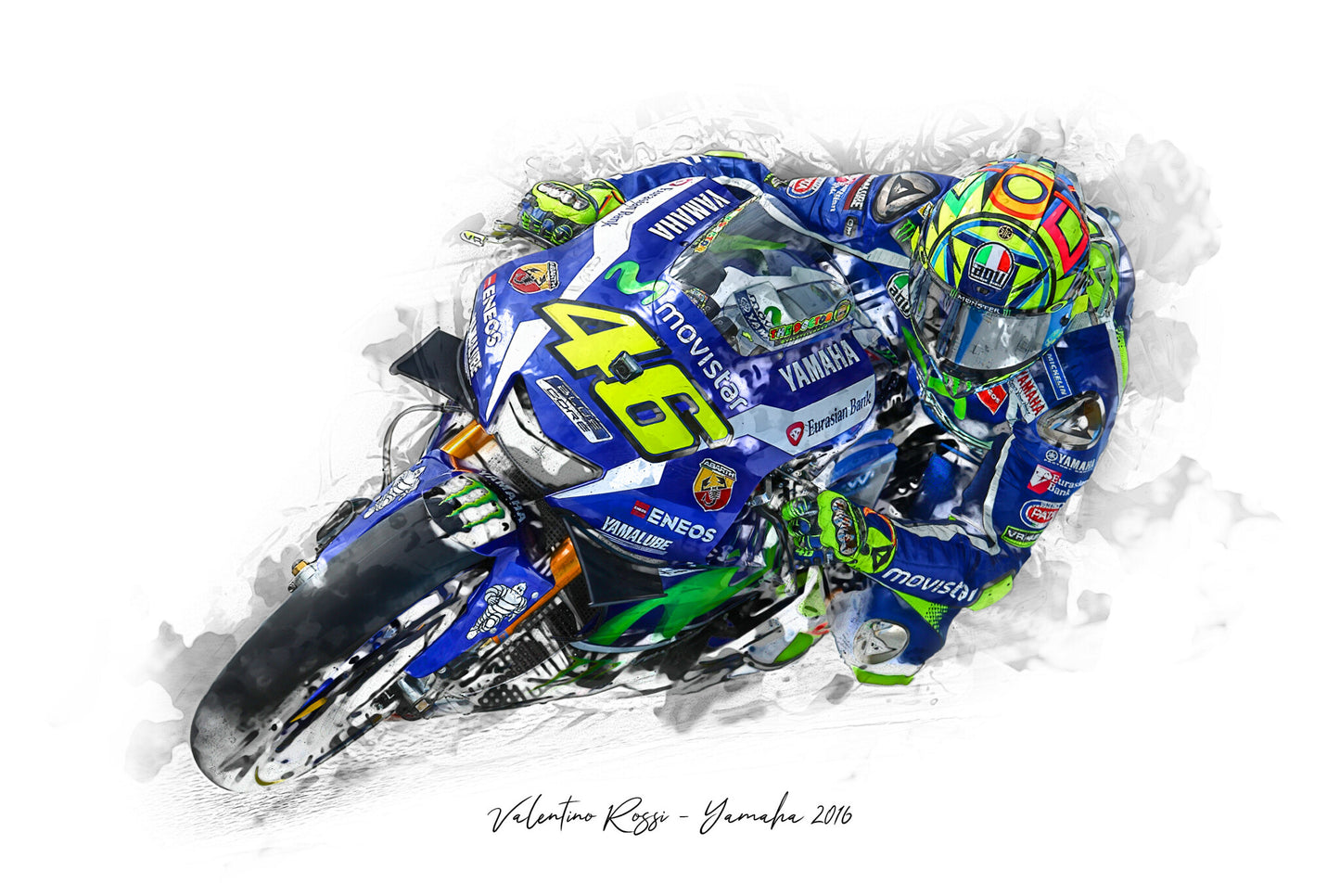 Valentino Rossi - Yamaha 2016 - Kunstdruck gerahmt - 40 x 30 cm
