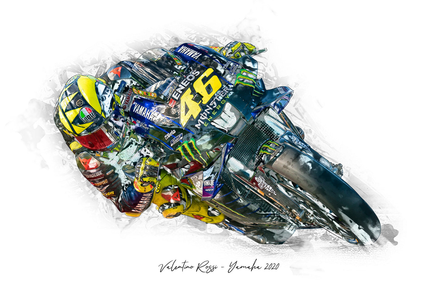 Valentino Rossi - Yamaha 2020 - Kunstdruck gerahmt - 40 x 30 cm