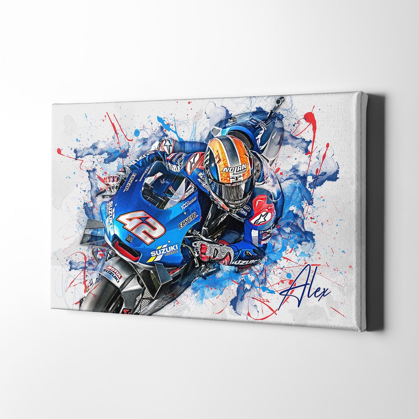 Leinwand Kunstdruck - Alex Rins - "Blue Splash" - AR03