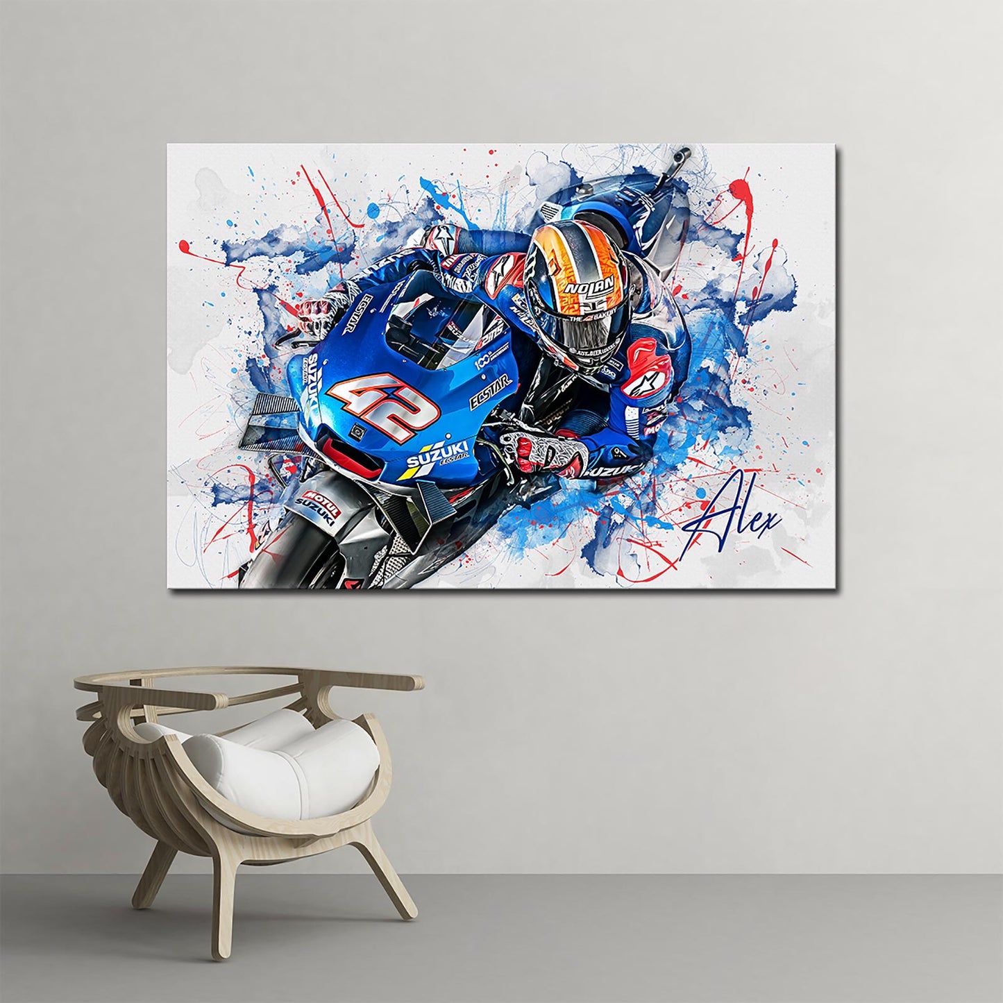 Leinwand Kunstdruck - Alex Rins - "Blue Splash" - AR03