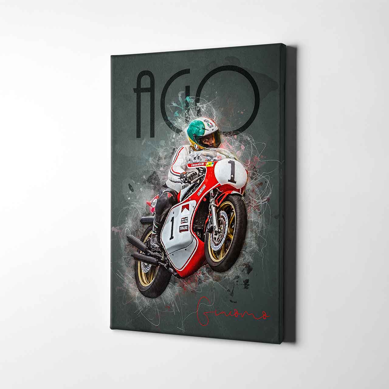 Leinwanddruck Artwork - Giacomo Agostini "AGO" auf Yamaha - GA01