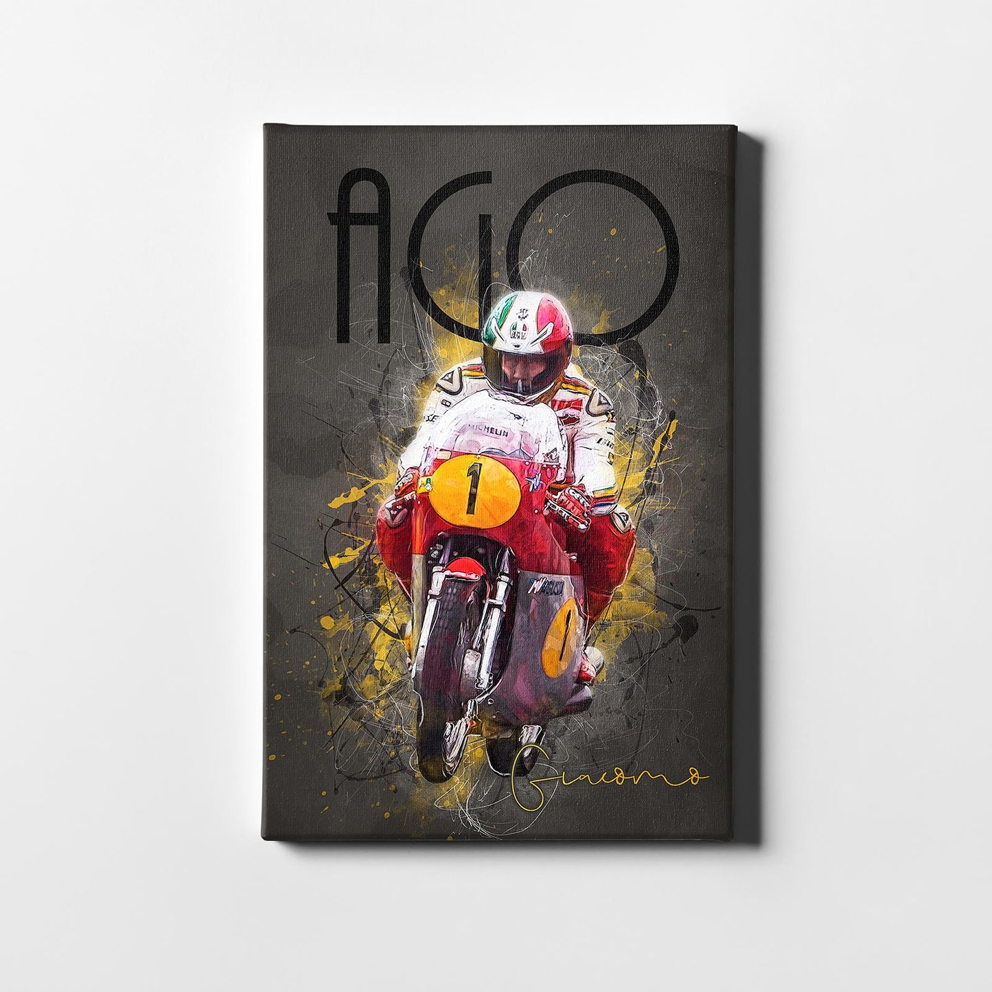 Leinwanddruck Artwork - Giacomo Agostini "AGO 2" auf MV Agusta - GA02