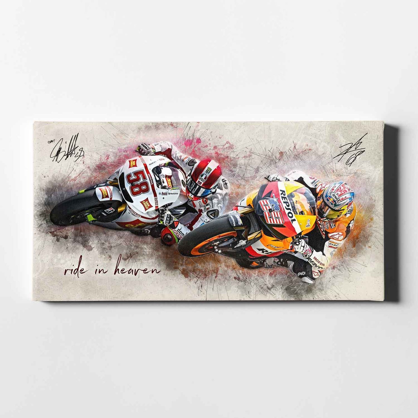 Leinwand Kunstdruck - Nicky Hayden & Marco Simoncelli - "ride in heaven" - HS01