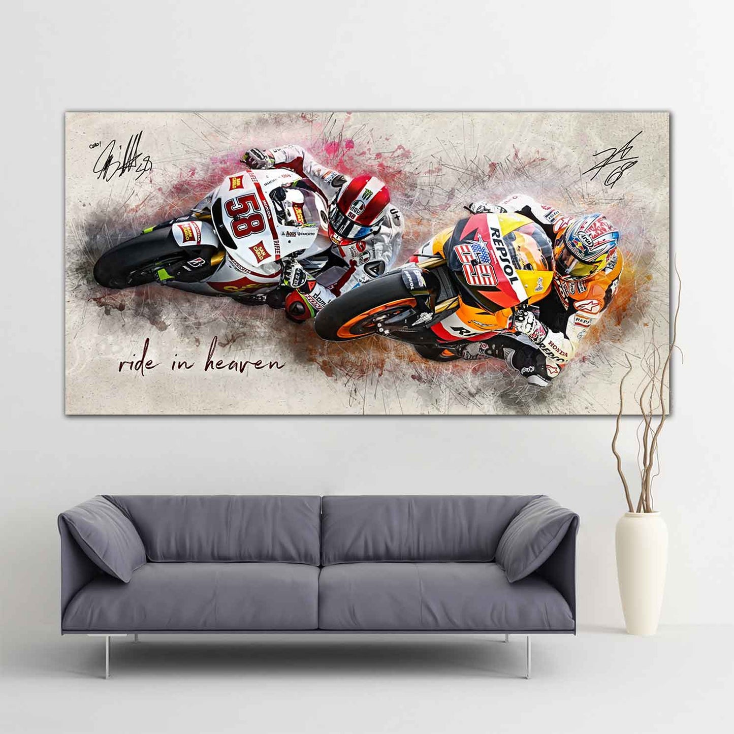 Leinwand Kunstdruck - Nicky Hayden & Marco Simoncelli - "ride in heaven" - HS01