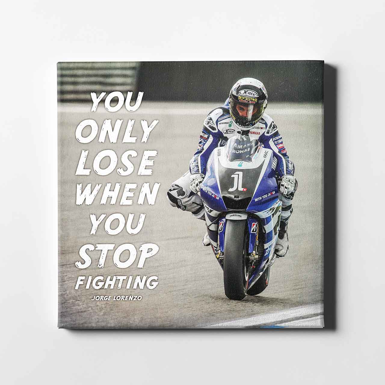 Leinwand Kunstdruck - Jorge Lorenzo - "Zitat fighting" - JL11