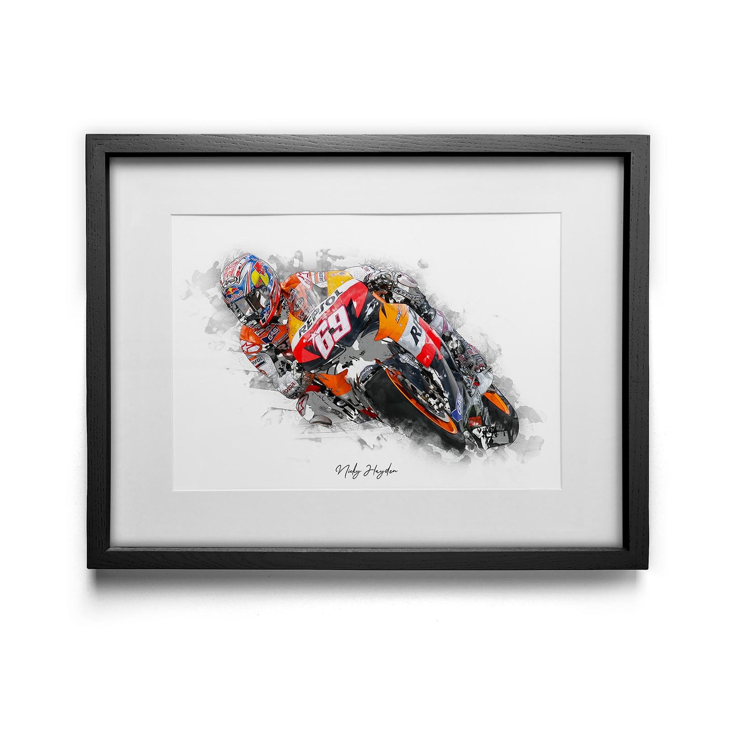 Nicky Hayden - Kunstdruck gerahmt - 40 x 30 cm