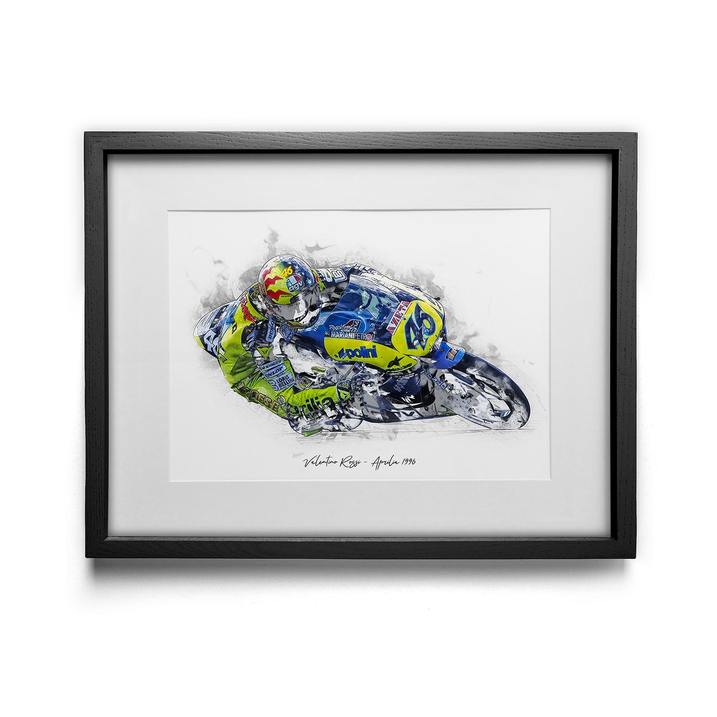 Valentino Rossi - Aprilia 1996 - Kunstdruck gerahmt - 40 x 30 cm
