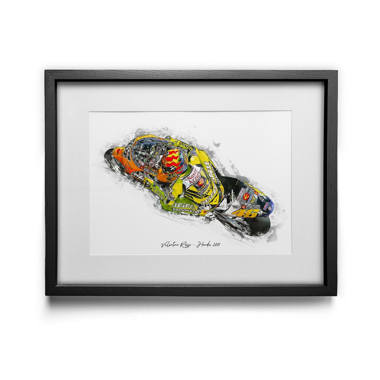 Valentino Rossi - Honda 2001 - Kunstdruck gerahmt - 40 x 30 cm