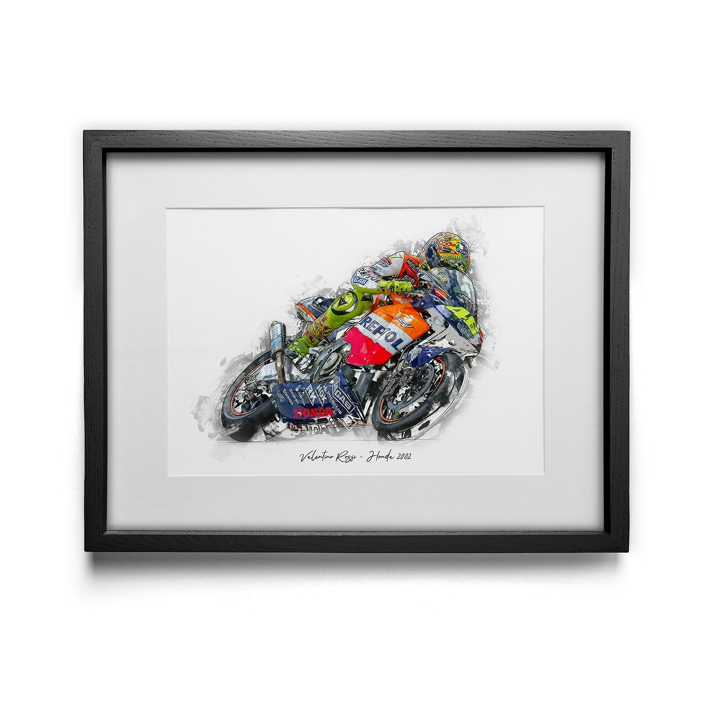 Valentino Rossi - Honda 2002 - Kunstdruck gerahmt - 40 x 30 cm