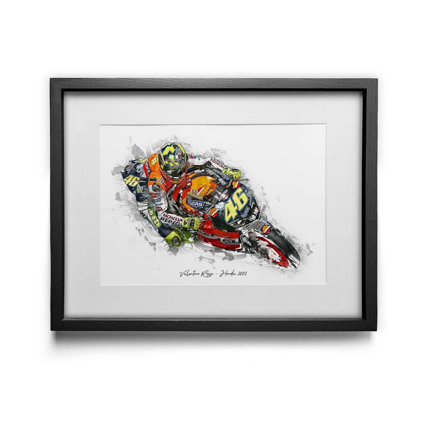 Valentino Rossi - Honda 2003 - Kunstdruck gerahmt - 40 x 30 cm
