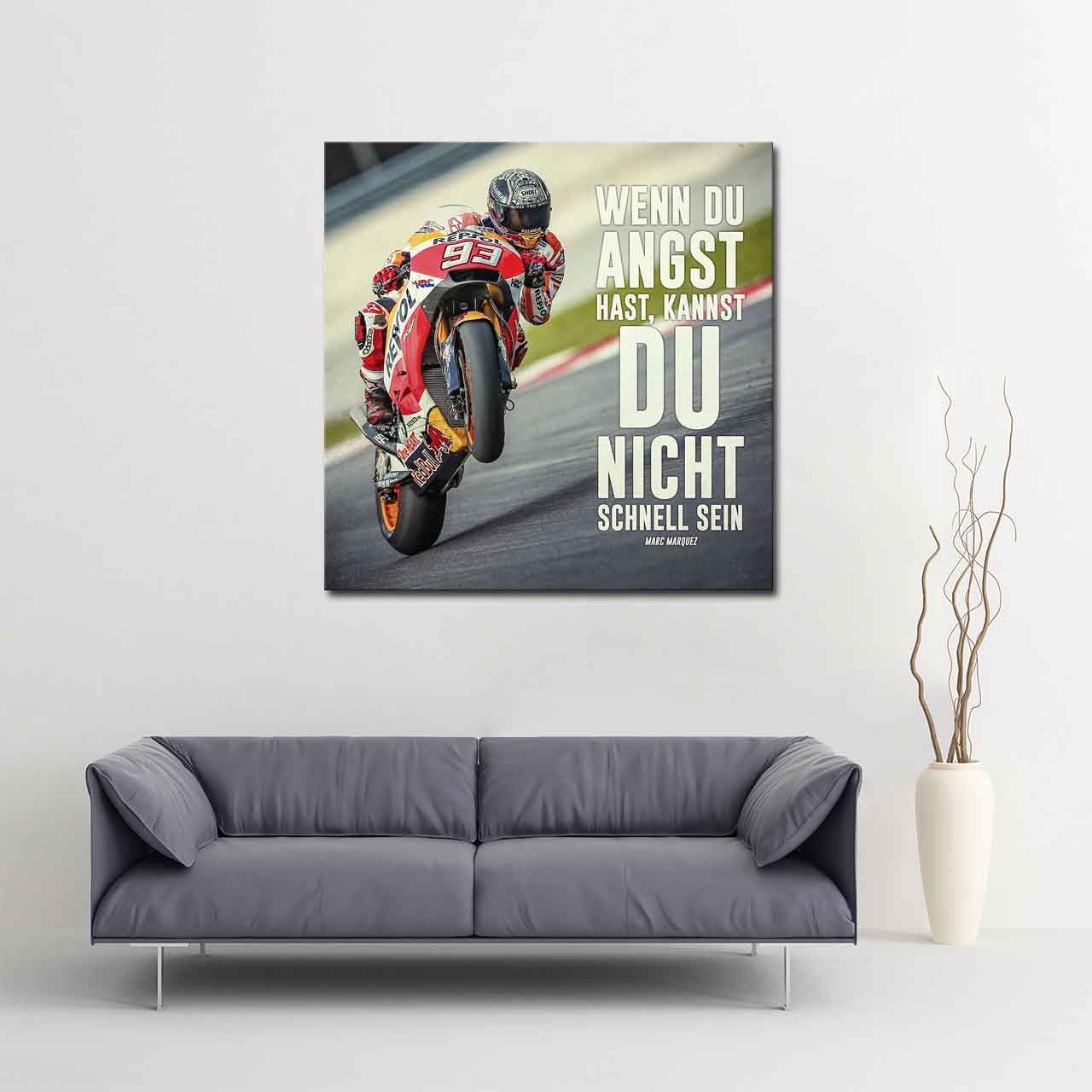 Leinwand Kunstdruck - Marc Marquez - "Zitat Angst" - MM15