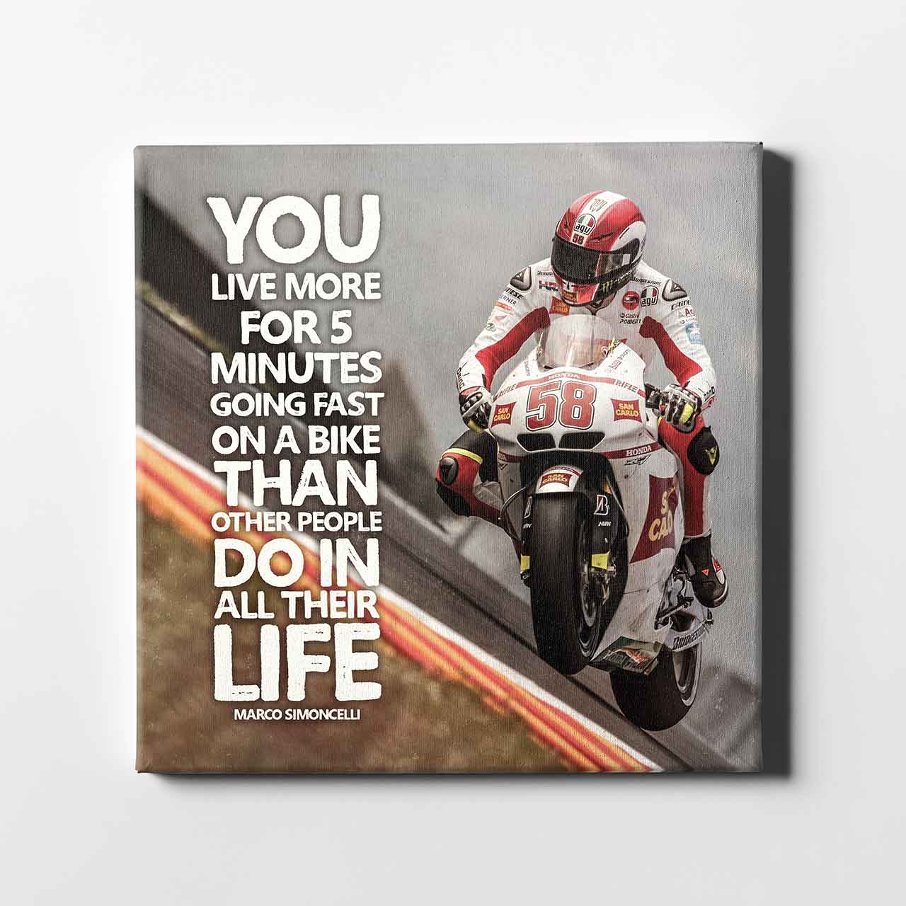 Leinwand Kunstdruck - Marco Simoncelli - "Zitat Life" - MS20