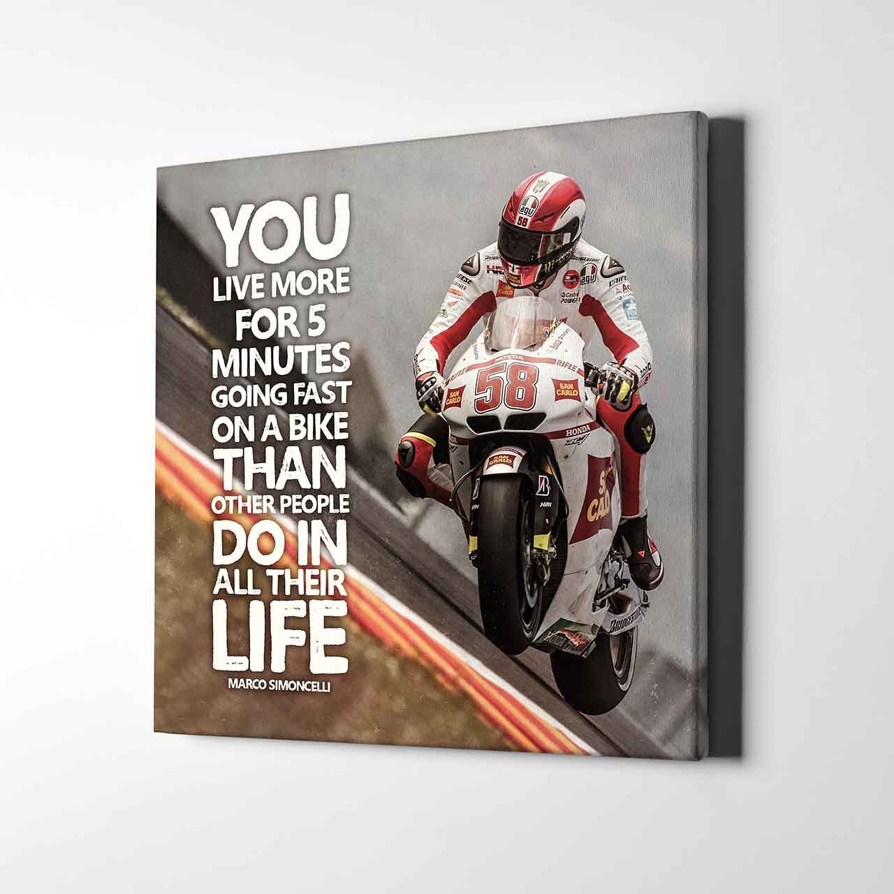 Leinwand Kunstdruck - Marco Simoncelli - "Zitat Life" - MS20