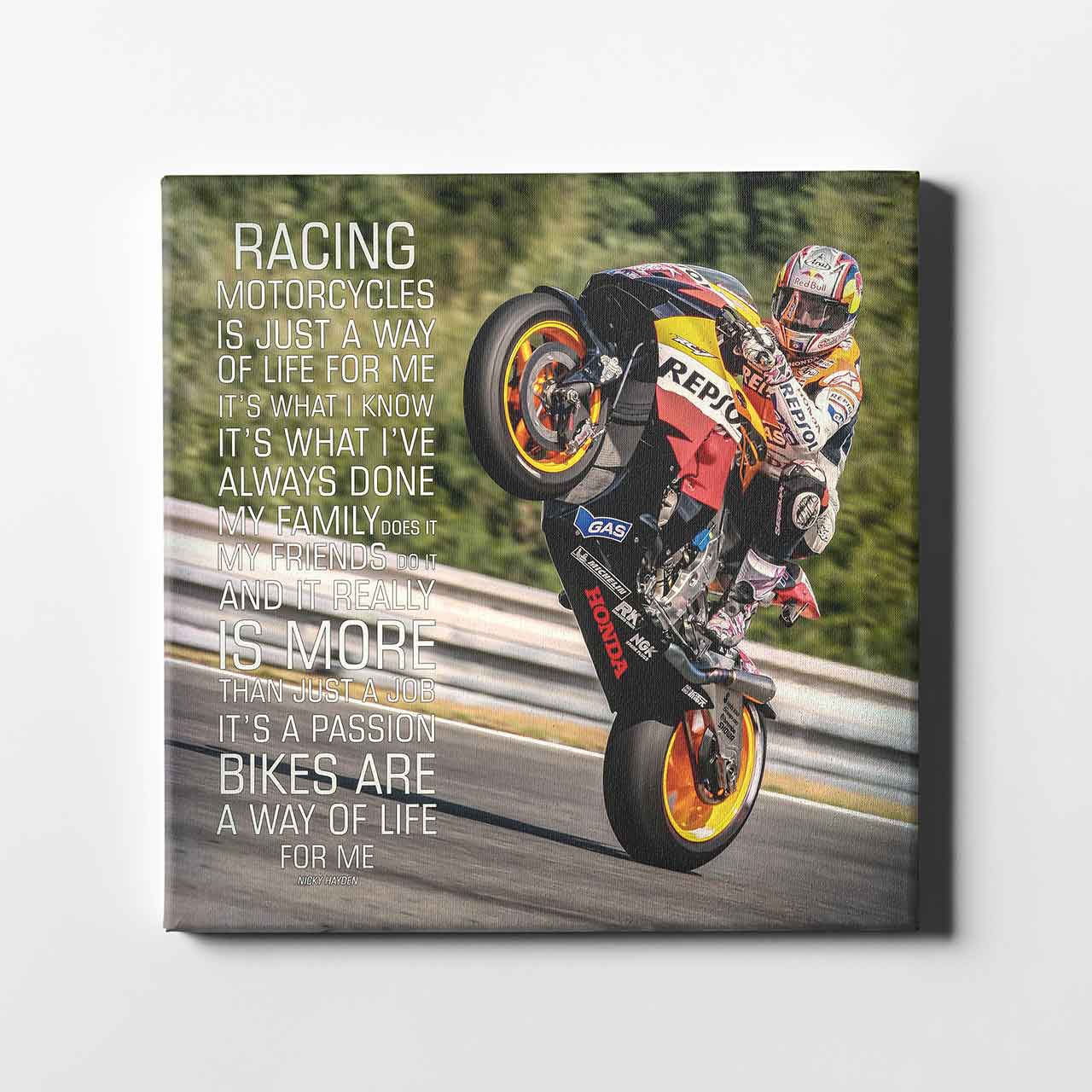 Leinwand Kunstdruck - Nicky Hayden - "Zitat Racing" - NH04