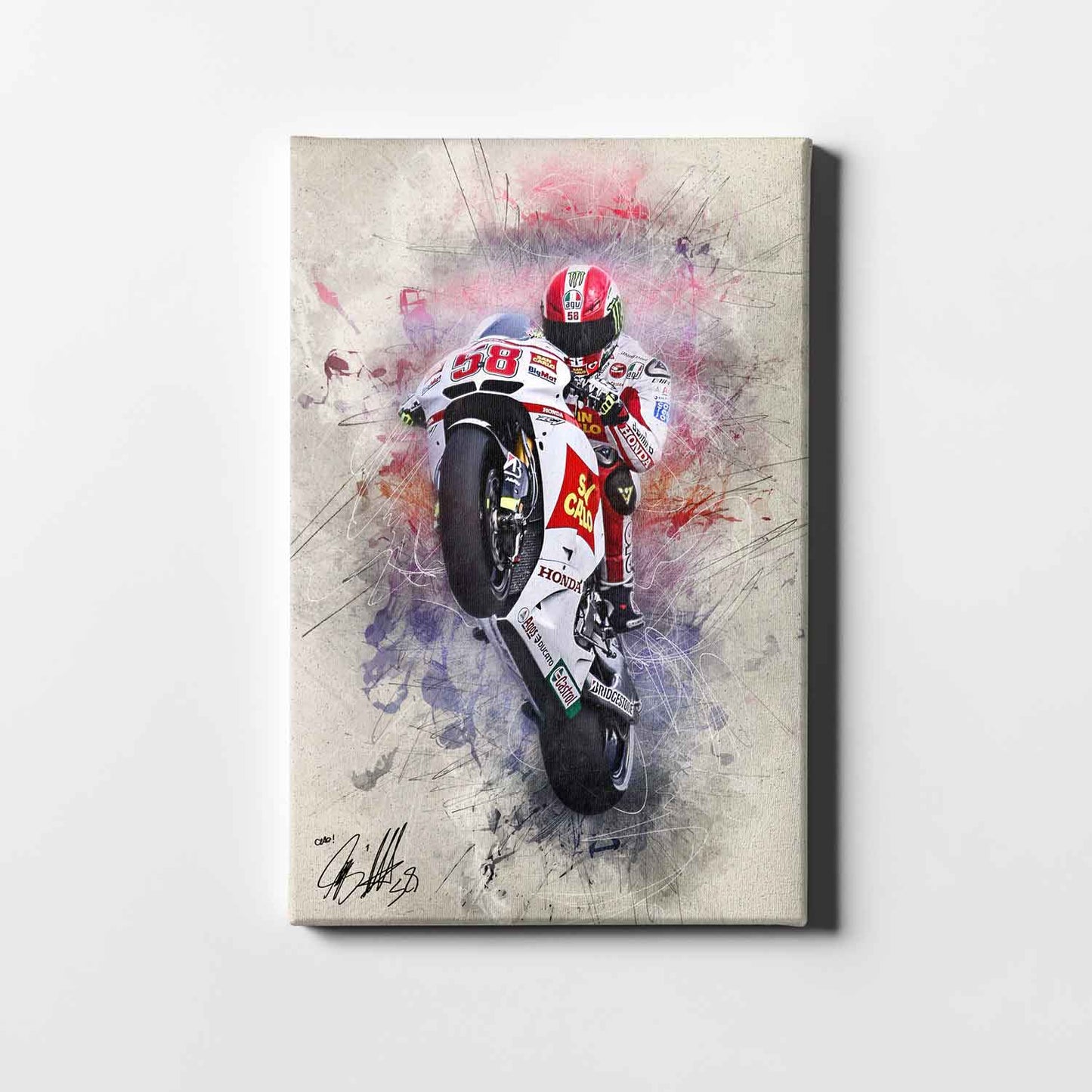 Leinwand Kunstdruck - Marco Simoncelli - "Brünn Wheelie"" - SIC01