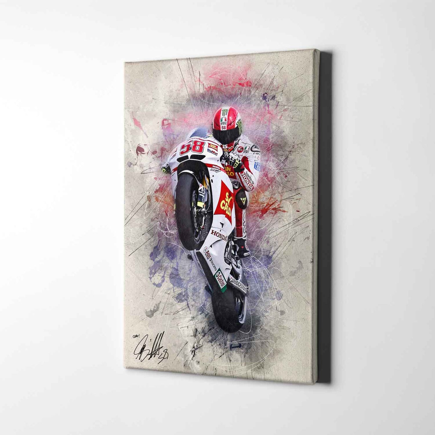 Leinwand Kunstdruck - Marco Simoncelli - "Brünn Wheelie"" - SIC01