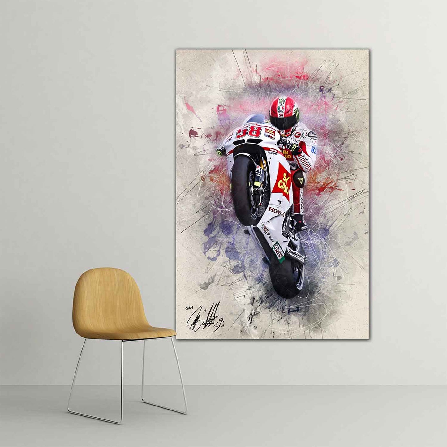 Leinwand Kunstdruck - Marco Simoncelli - "Brünn Wheelie"" - SIC01