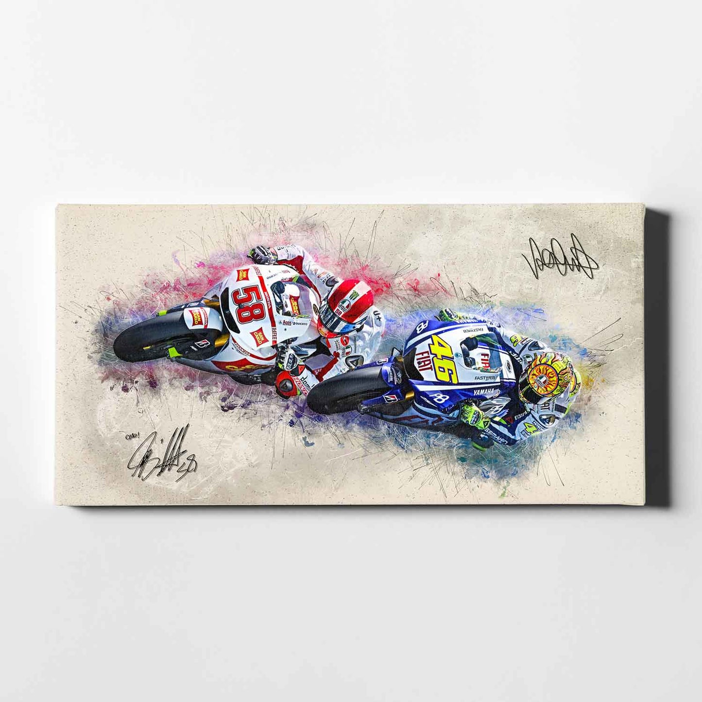 Leinwand Kunstdruck - Valentino Rossi & Marco Simoncelli - "Dreamteam" - SR01