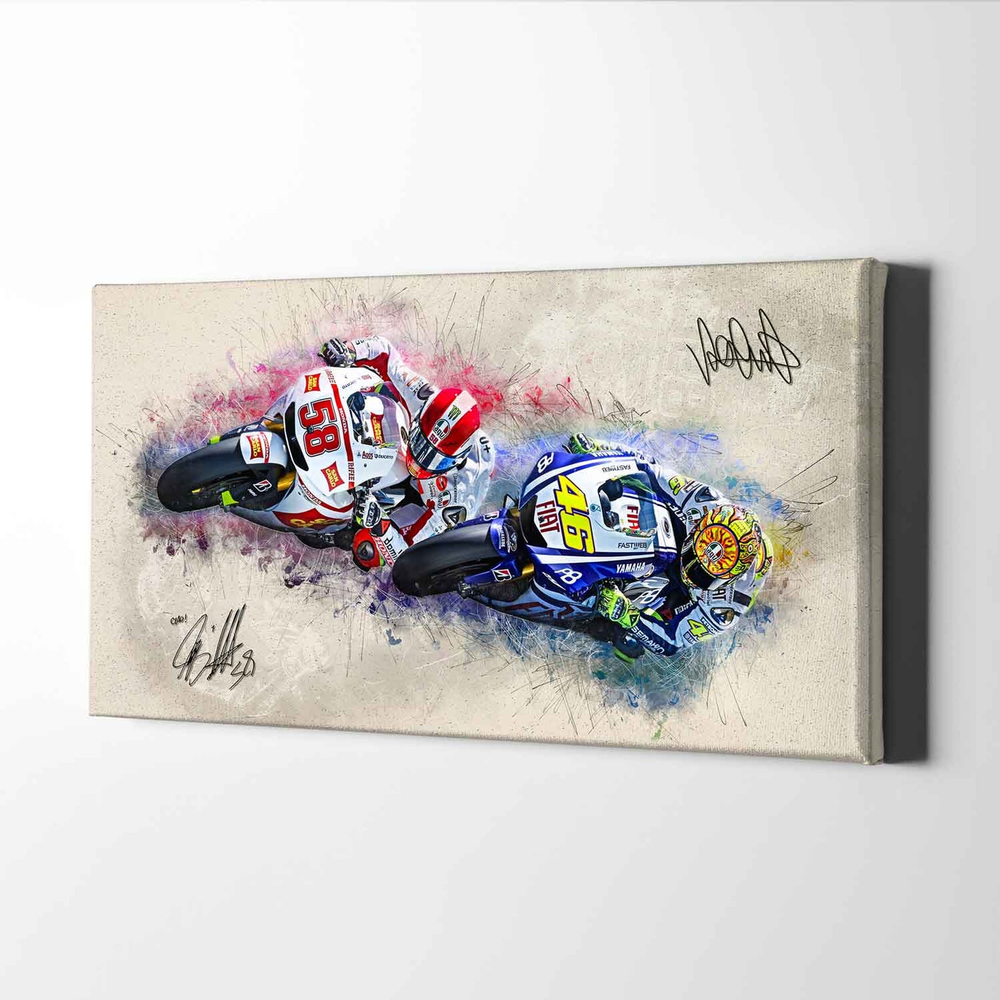 Leinwand Kunstdruck - Valentino Rossi & Marco Simoncelli - "Dreamteam" - SR01