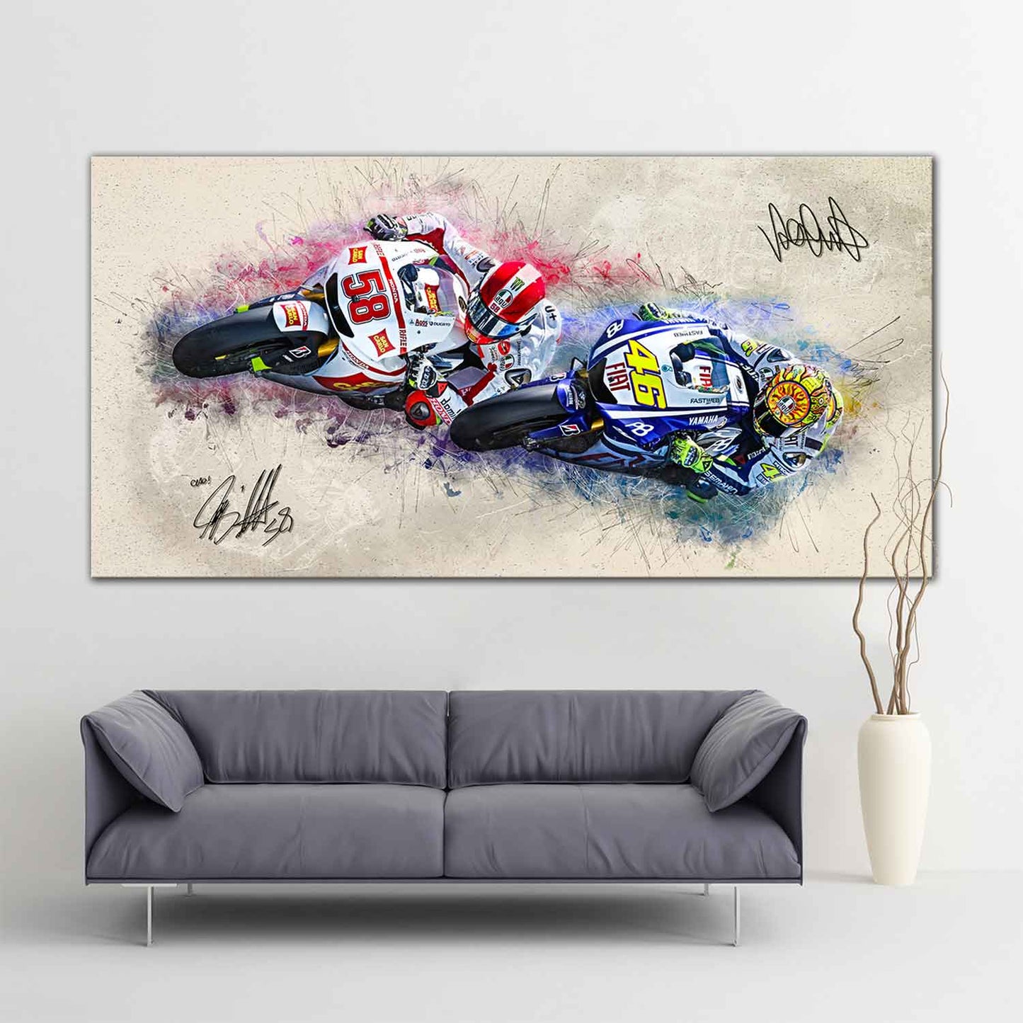 Leinwand Kunstdruck - Valentino Rossi & Marco Simoncelli - "Dreamteam" - SR01