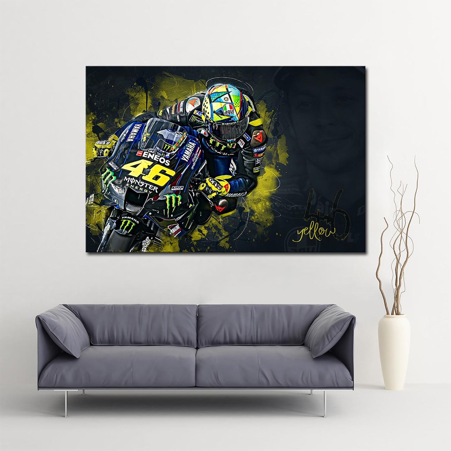 Leinwand Kunstdruck - Valentino Rossi - yellow 46 - VR55