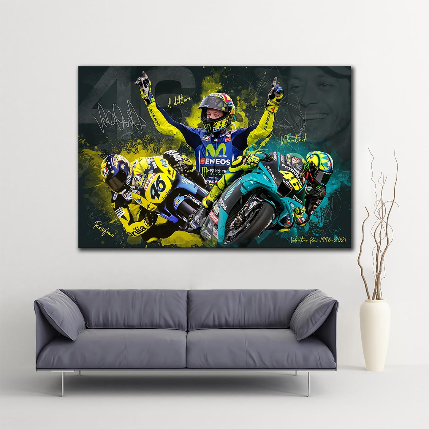 Leinwanddruck Artwork - Valentino Rossi - 26 Years - 1996 - 2021 - VR80