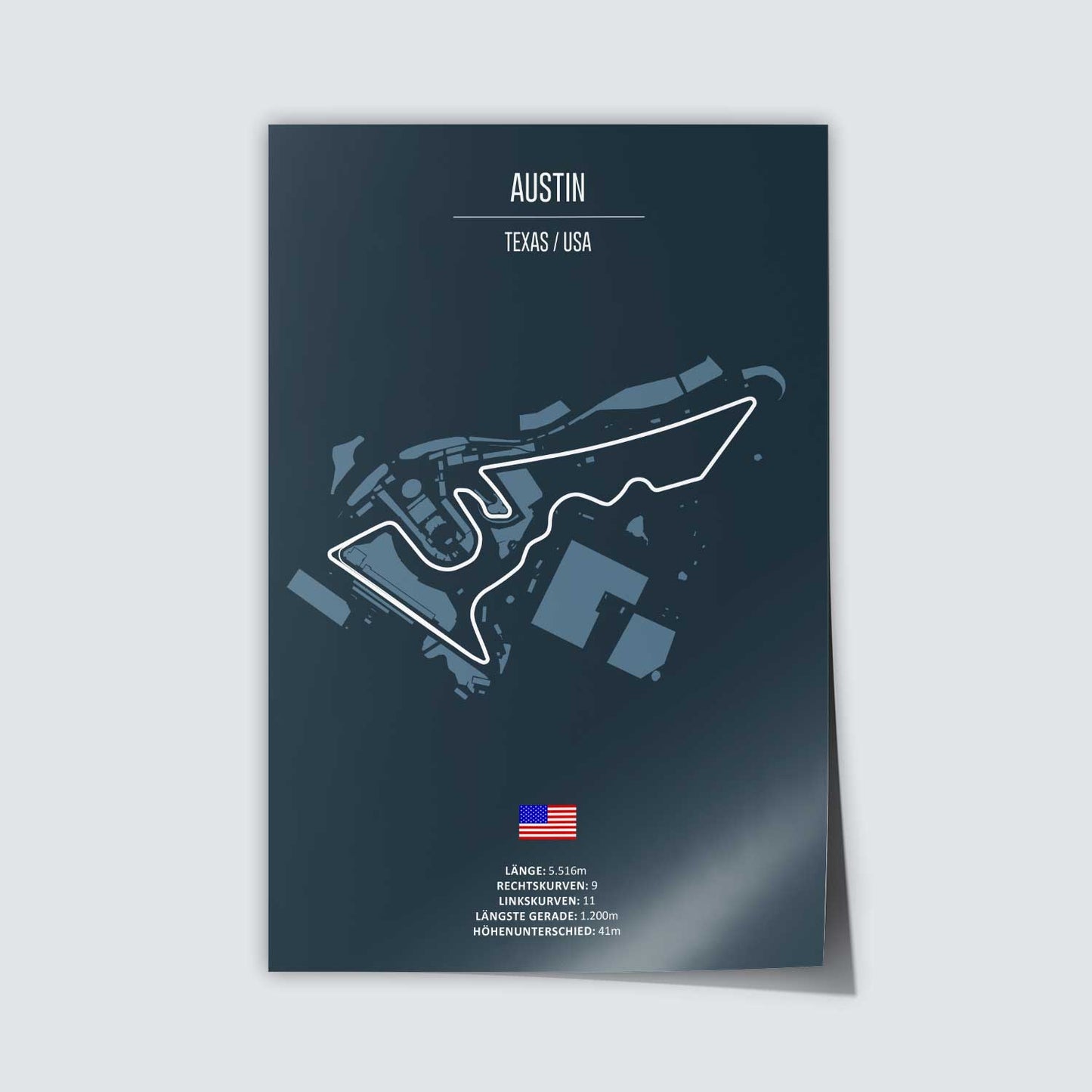 Poster der MotoGP und Formel 1 Rennstrecke "Austin"