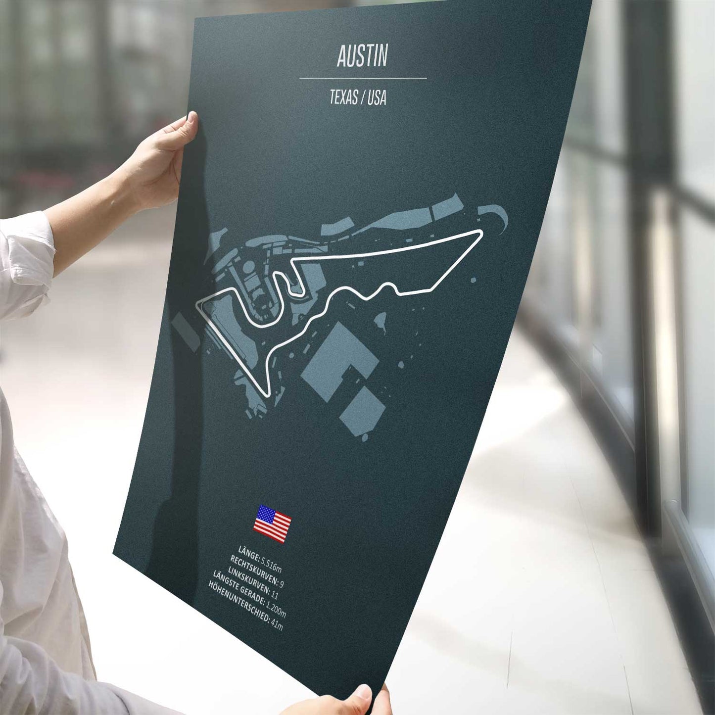 Poster der MotoGP und Formel 1 Rennstrecke "Austin"