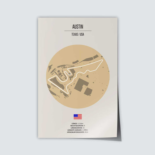 Poster der MotoGP und Formel 1 Rennstrecke "Austin"