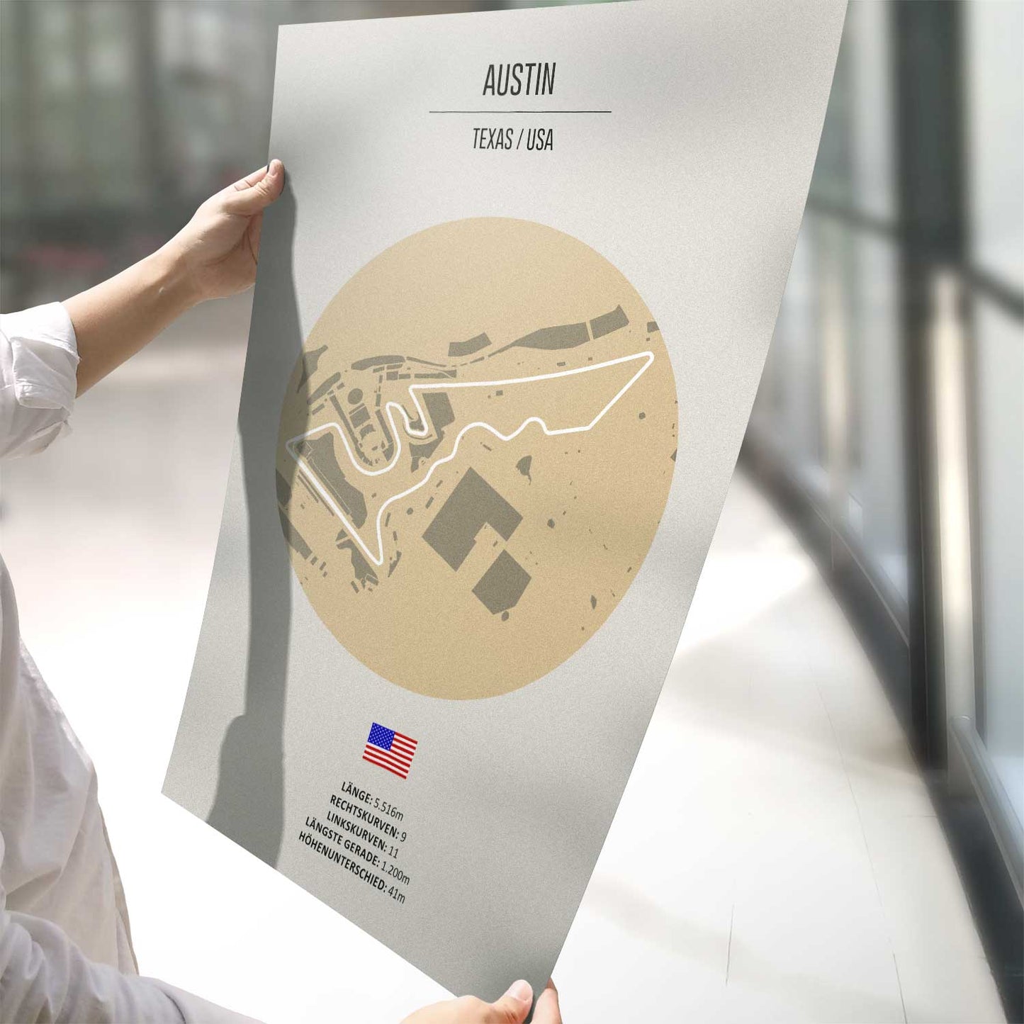 Poster der MotoGP und Formel 1 Rennstrecke "Austin"