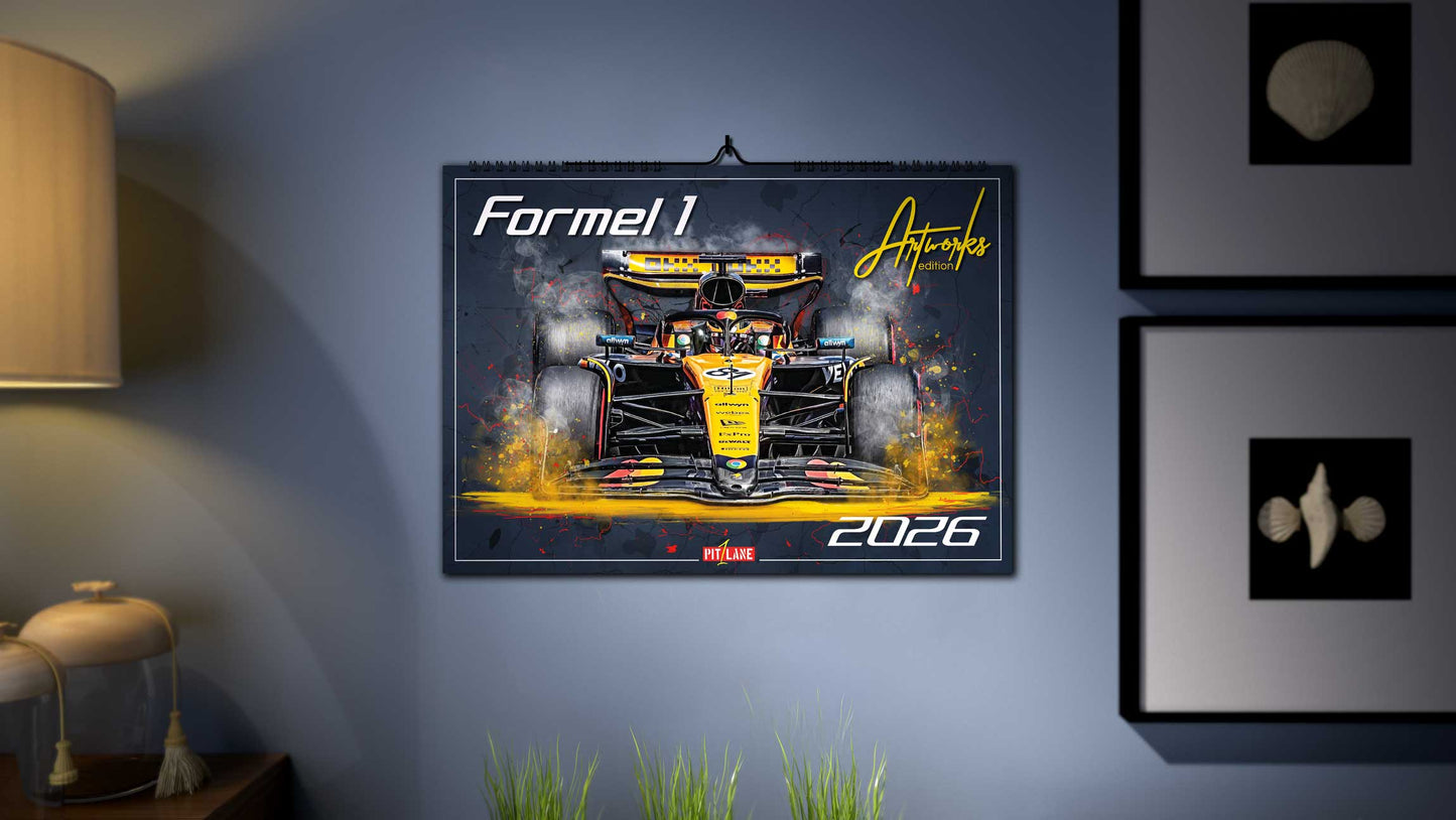 PITLANE1 | Formel 1 Kalender 2026 | DINA2 | Wandkalender Formel1 | ca. 60x42cm | Artwork Edition