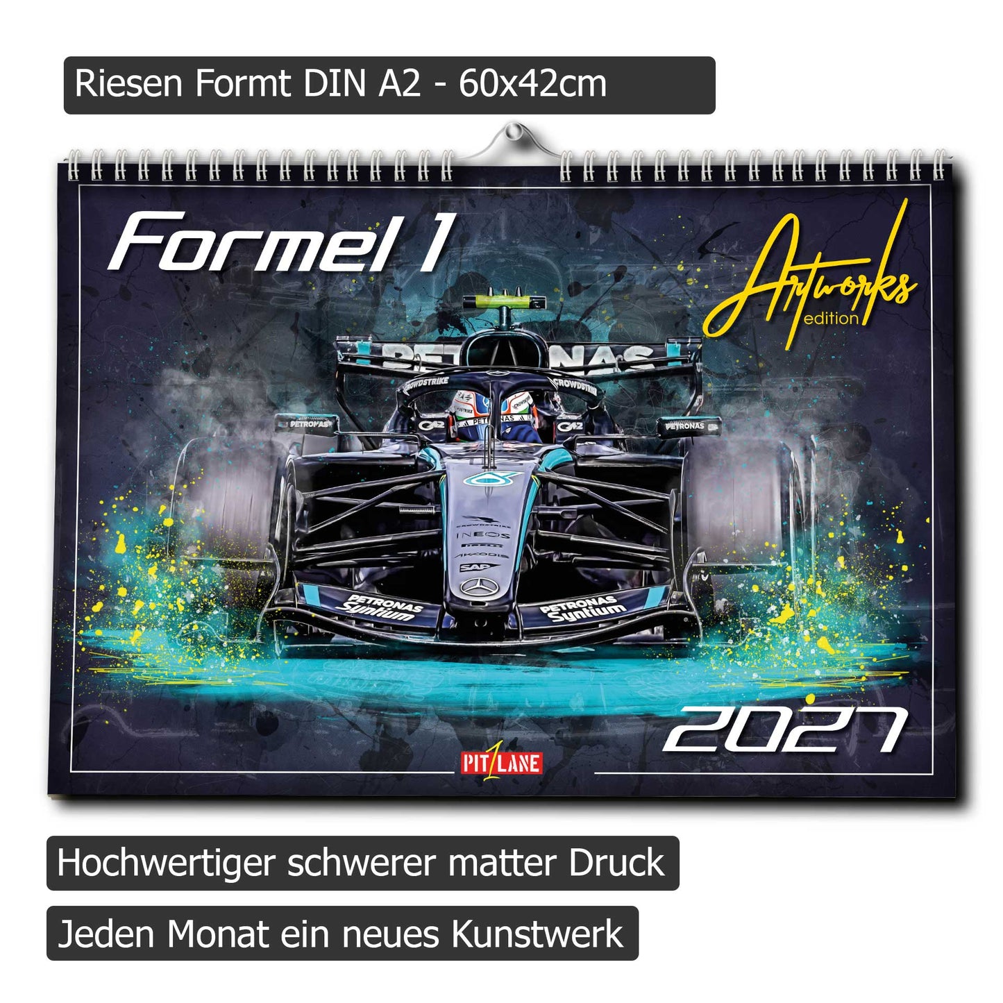 PITLANE1 | Formel 1 Kalender 2027 | DINA2 | Wandkalender Formel1 | ca. 60x42cm | Artwork Edition
