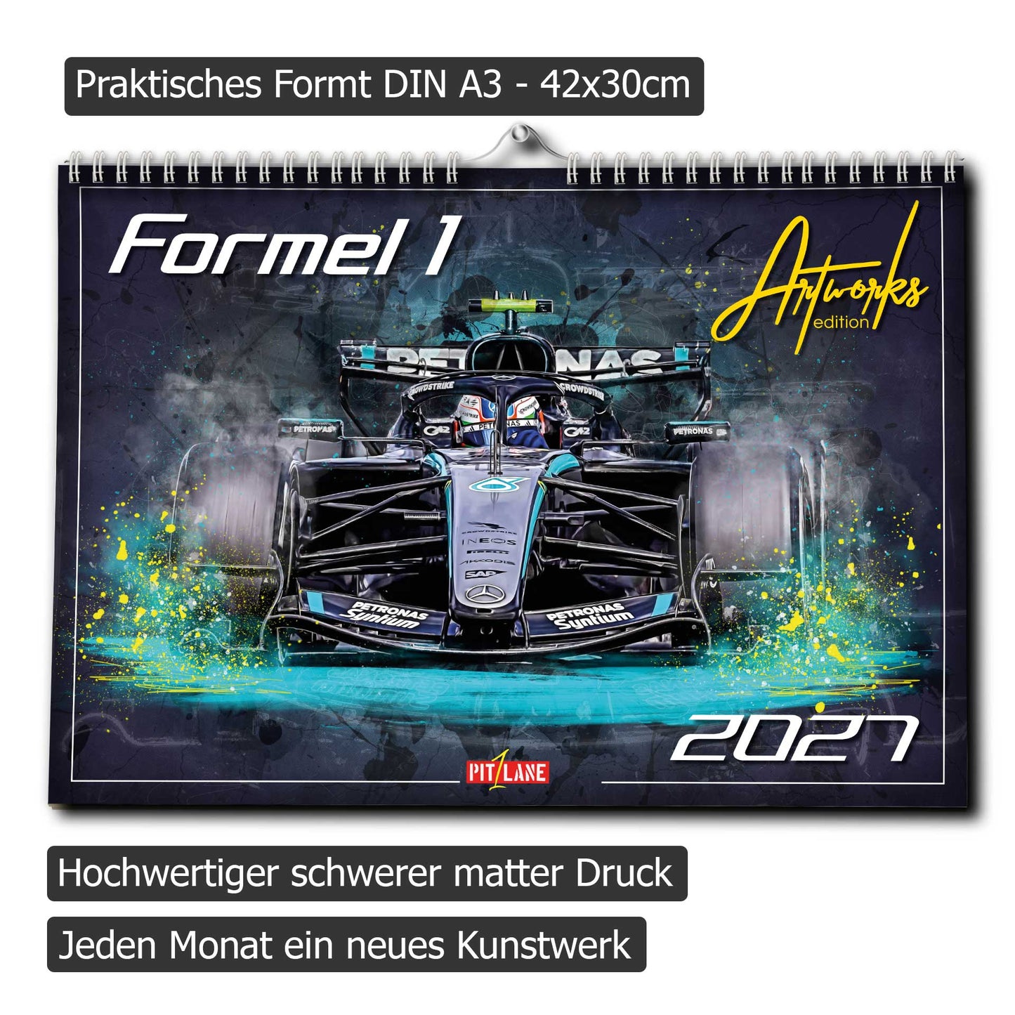 PITLANE1 | Formel 1 Kalender 2027 | DINA3 | Wandkalender Formel1 | ca. 42x30cm | Artwork Edition
