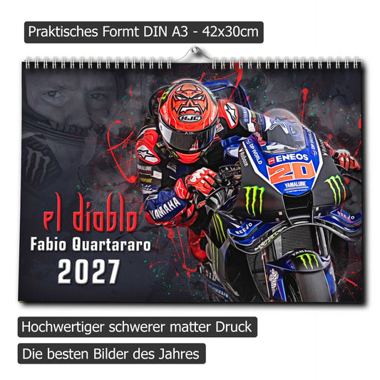 Fabio Quartararo Kalender 2027 | DINA3 | Wandkalender | ca. 42x30 | MotoGP Kalender